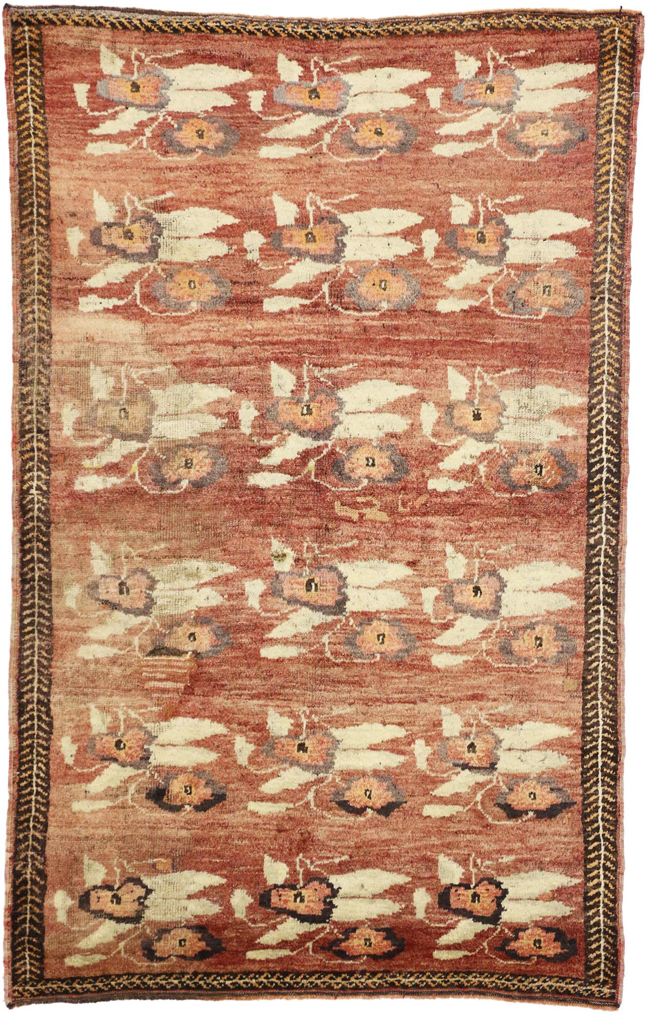 Wool Vintage Turkish Oushak Rug with Rustic Earth-Tone Colors For Sale