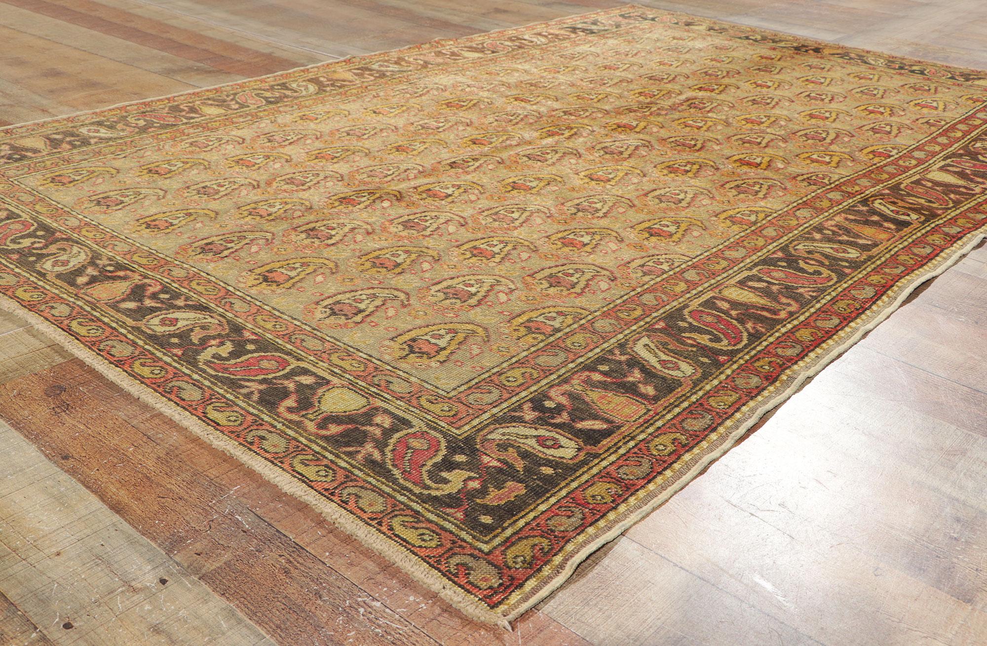 Vintage Turkish Oushak Rug with Rustic Earth-Tone Colors For Sale 1