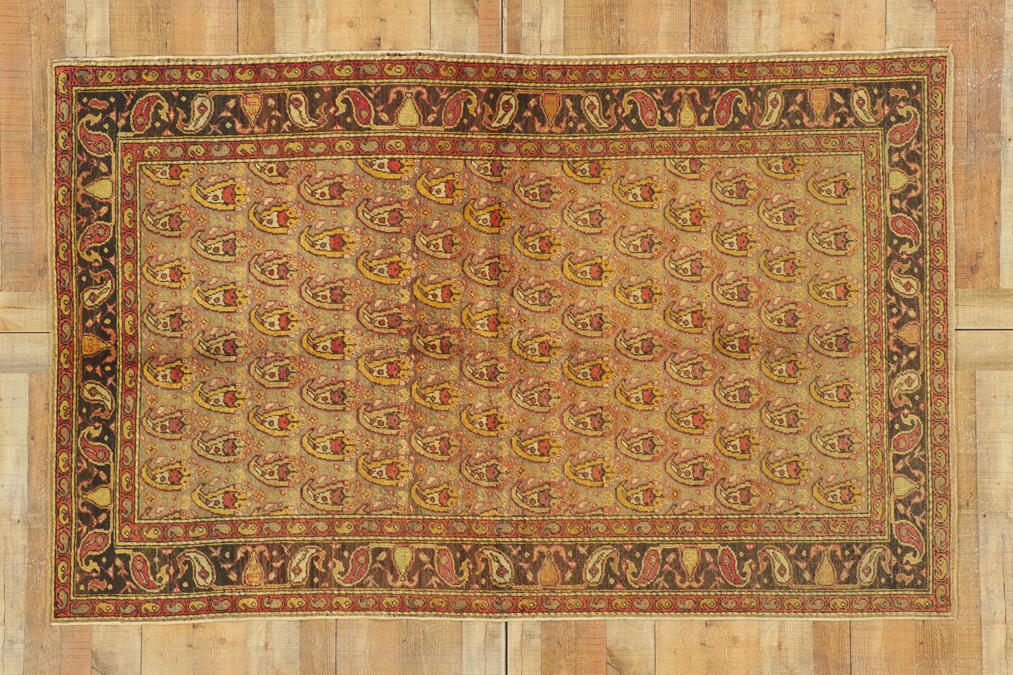 Vintage Turkish Oushak Rug with Rustic Earth-Tone Colors For Sale 3