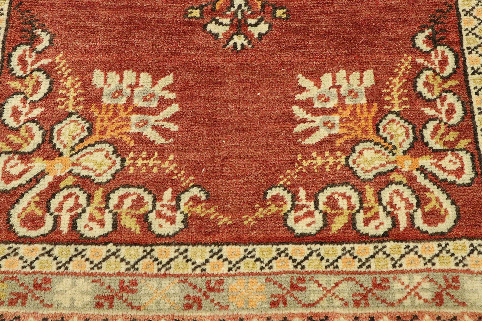 20th Century Vintage Turkish Oushak Rug with Rustic French Rococo Style For Sale