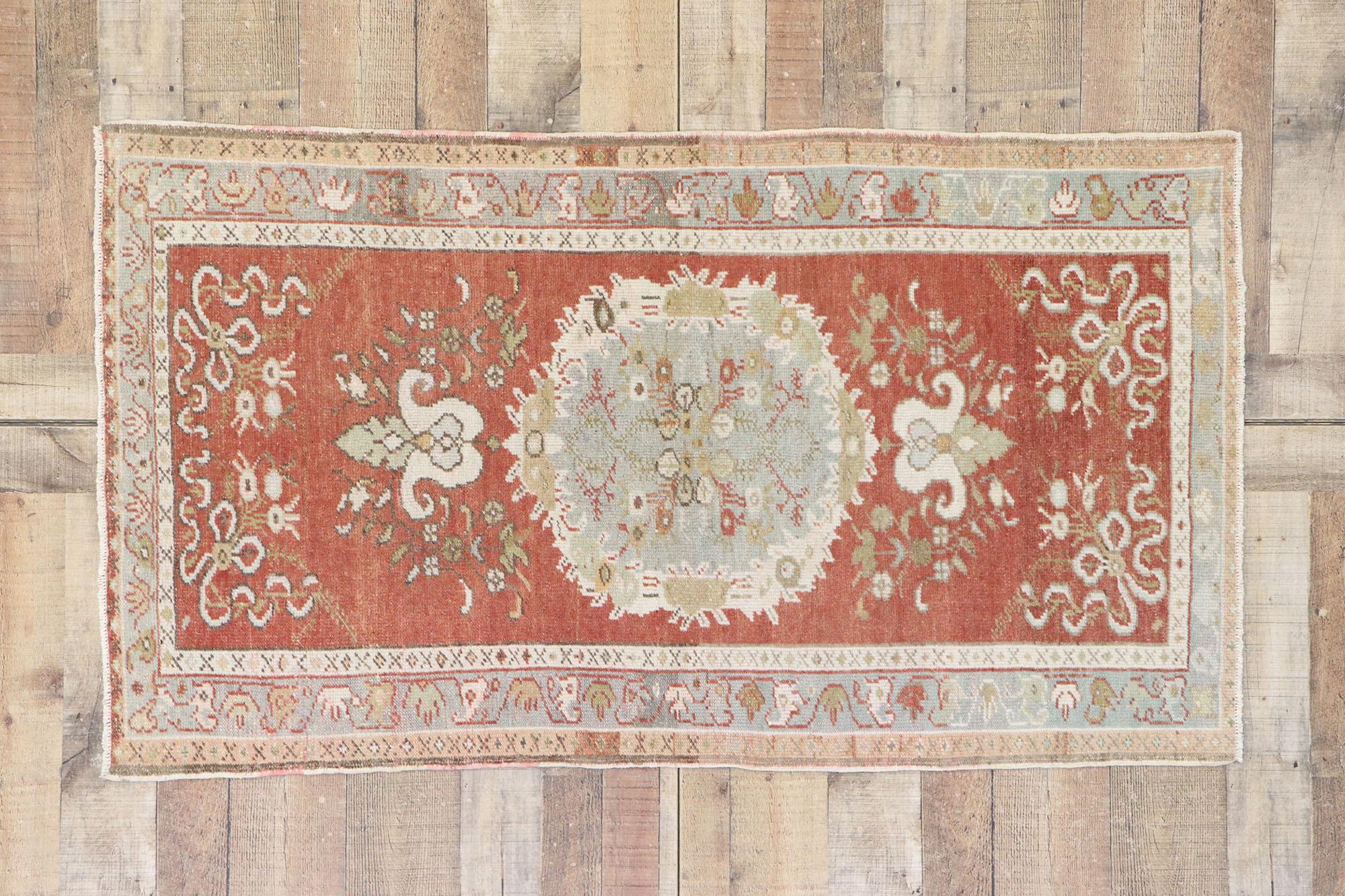 Vintage Turkish Oushak Rug with Rustic French Rococo Style For Sale 2
