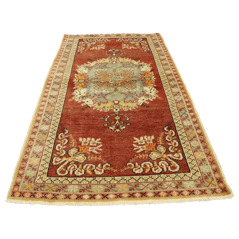 French Rococo Rug Style Vintage Turkish Oushak Rug with Rustic French Rococo Style For Sale at ...