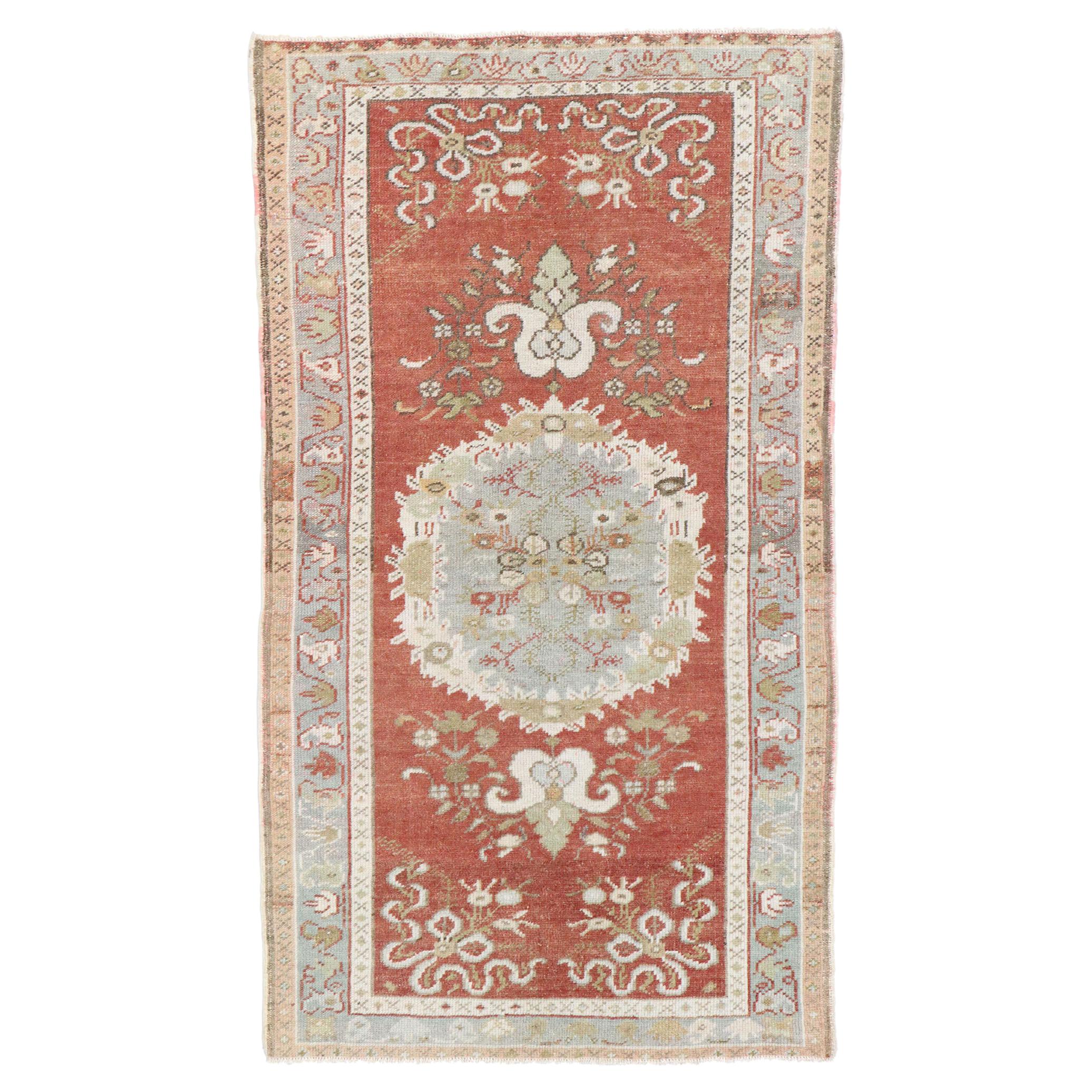 Vintage Turkish Oushak Rug with Rustic French Rococo Style For Sale
