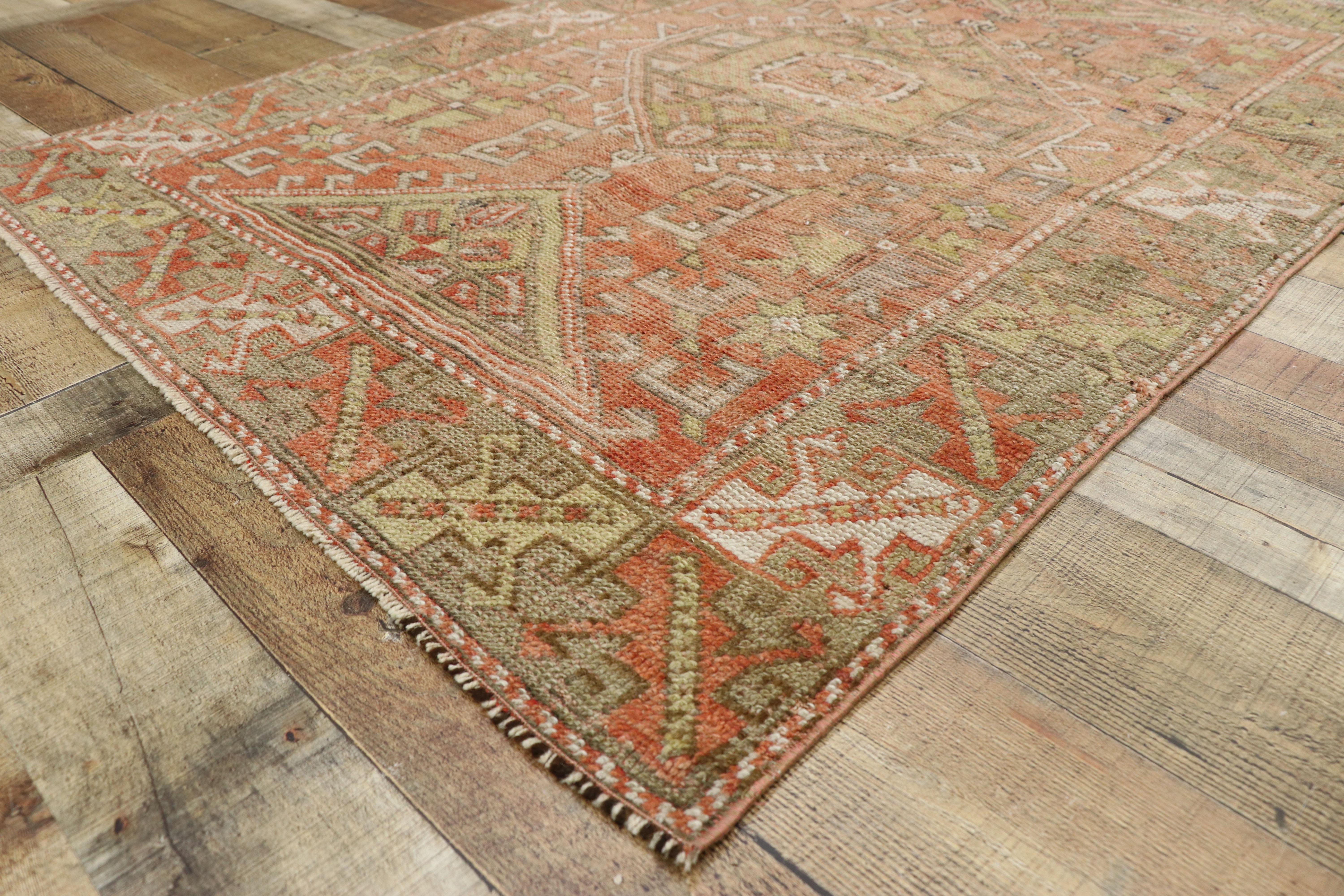 Wool Vintage Turkish Oushak Rug with Rustic Lodge and Tribal Style For Sale