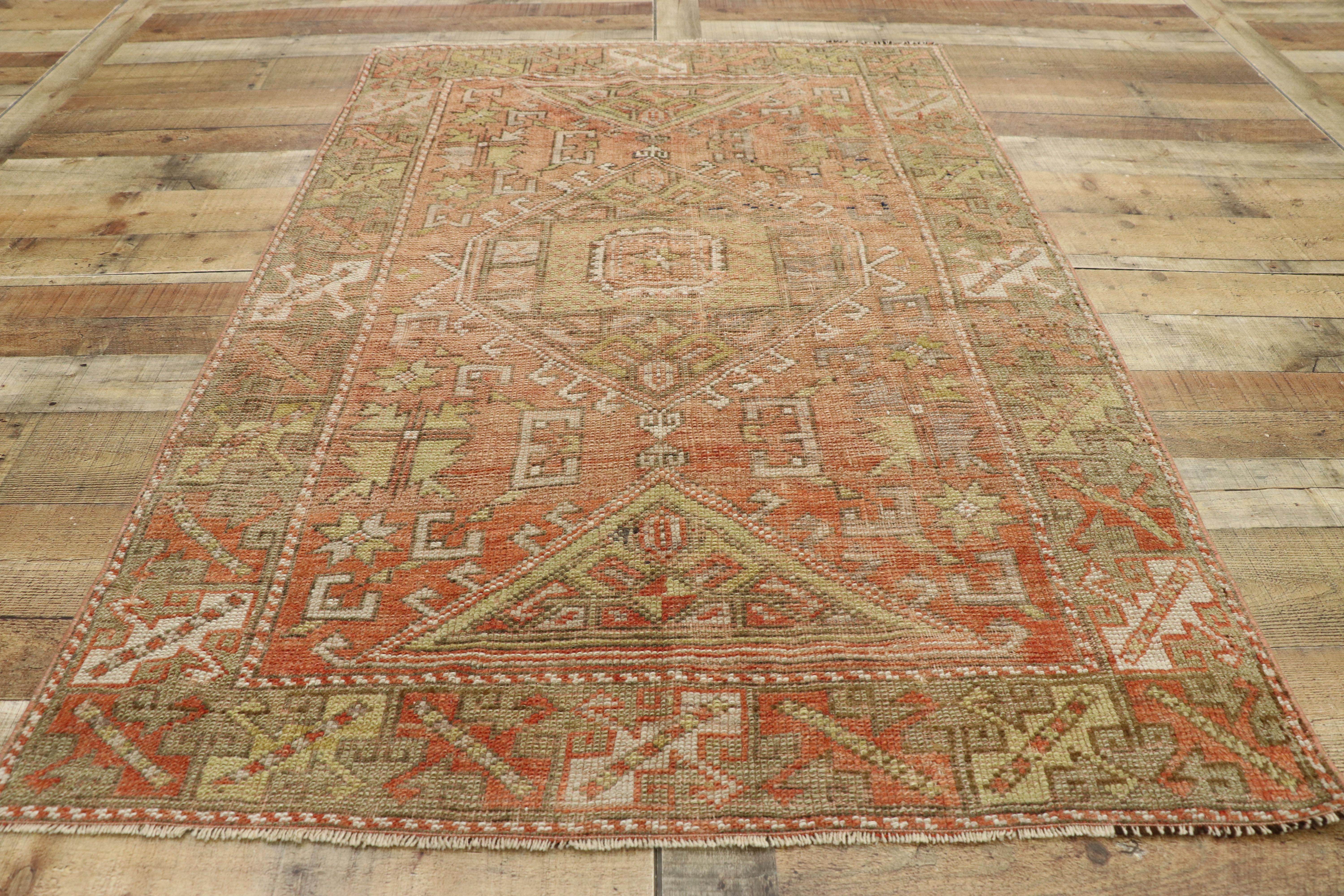 Vintage Turkish Oushak Rug with Rustic Lodge and Tribal Style For Sale 1