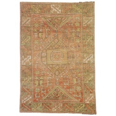 Used Turkish Oushak Rug with Rustic Lodge and Tribal Style