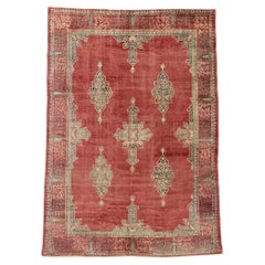Used Turkish Oushak Rug with Rustic Luxe Jacobean Style