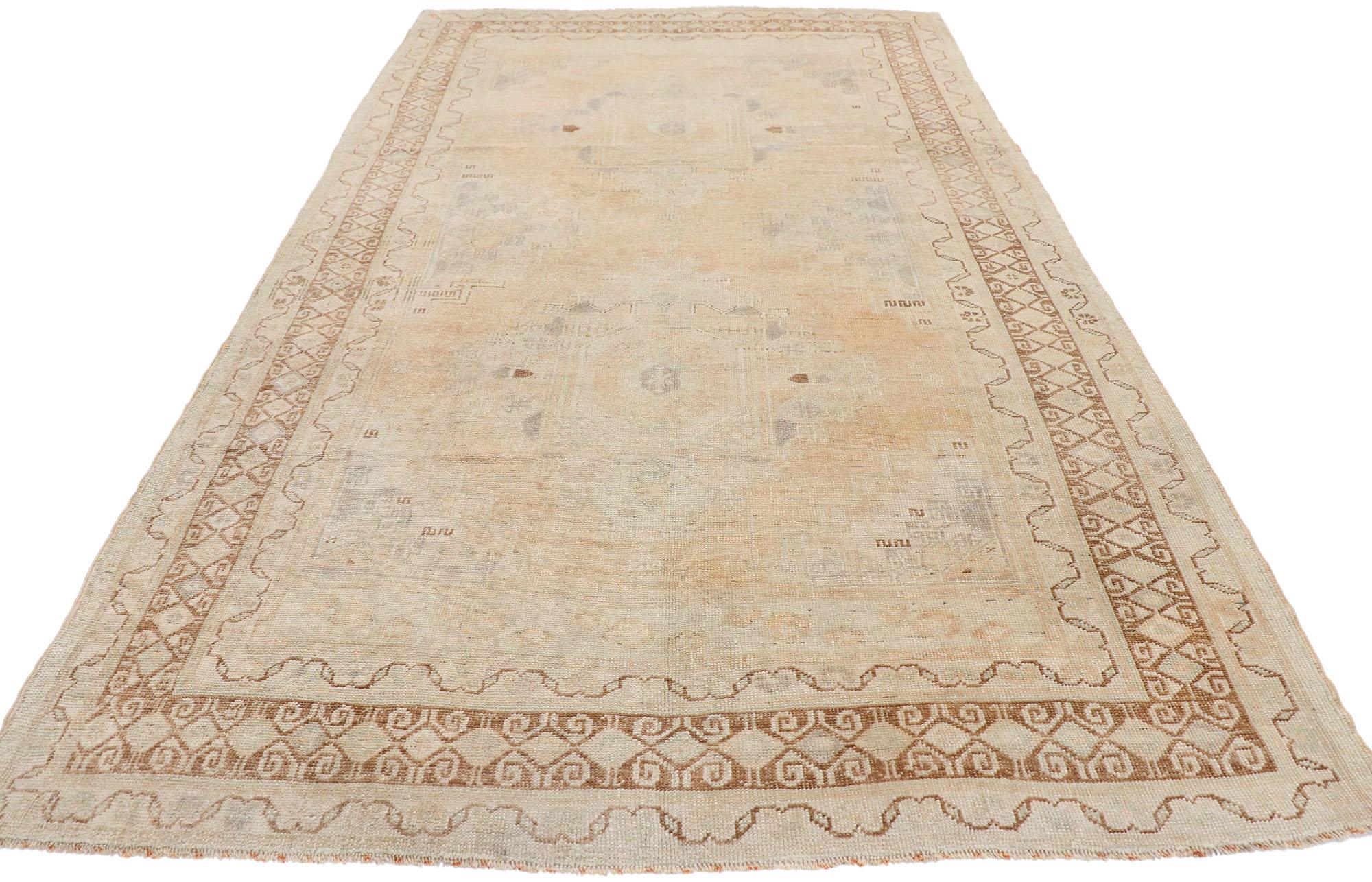 Hand-Knotted Vintage Turkish Oushak Rug with Rustic Shaker Style For Sale