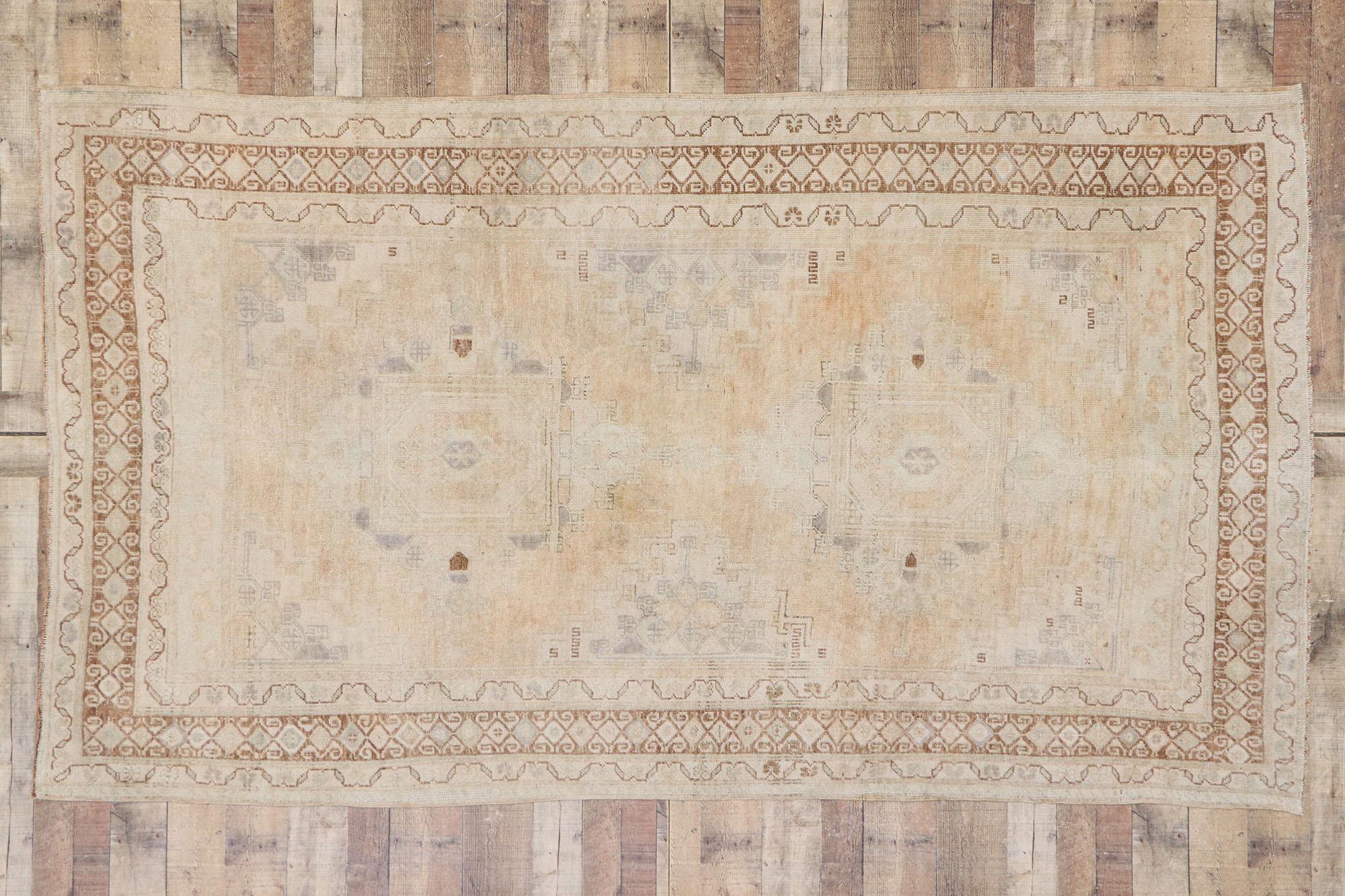 Vintage Turkish Oushak Rug with Rustic Shaker Style For Sale 2