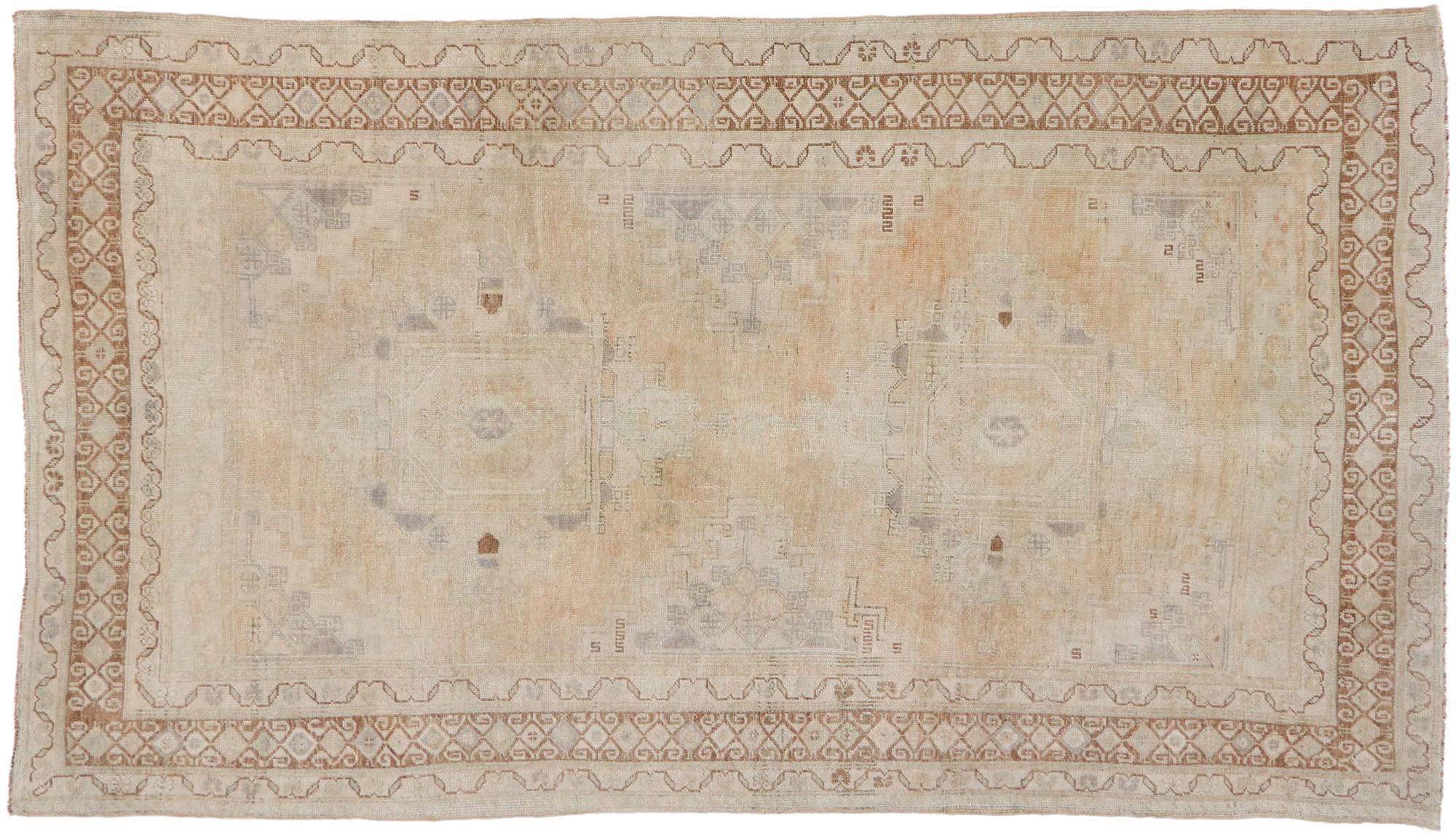 Vintage Turkish Oushak Rug with Rustic Shaker Style For Sale 3