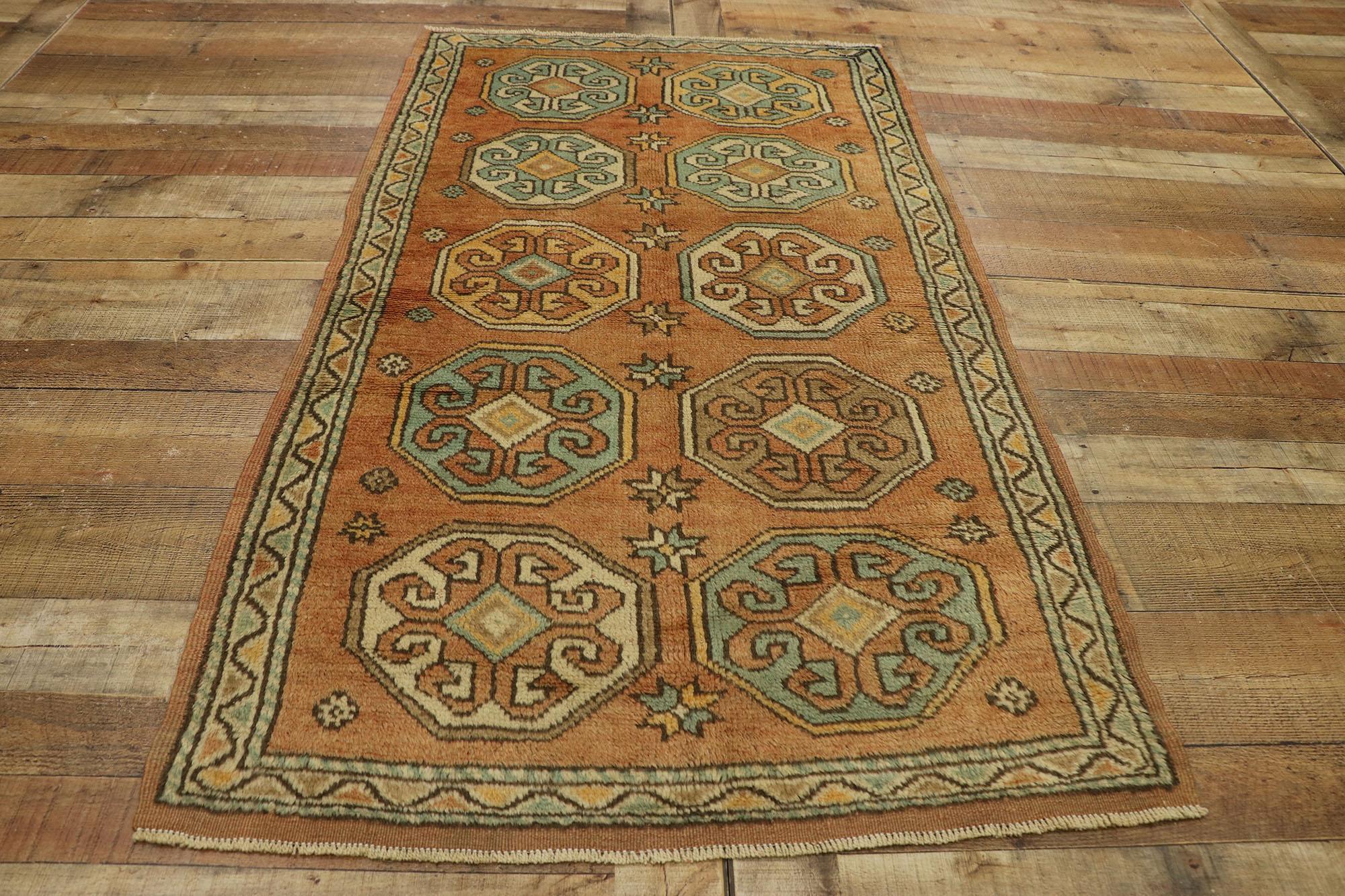 Vintage Turkish Oushak Rug with Rustic Spanish Revival Style For Sale 1