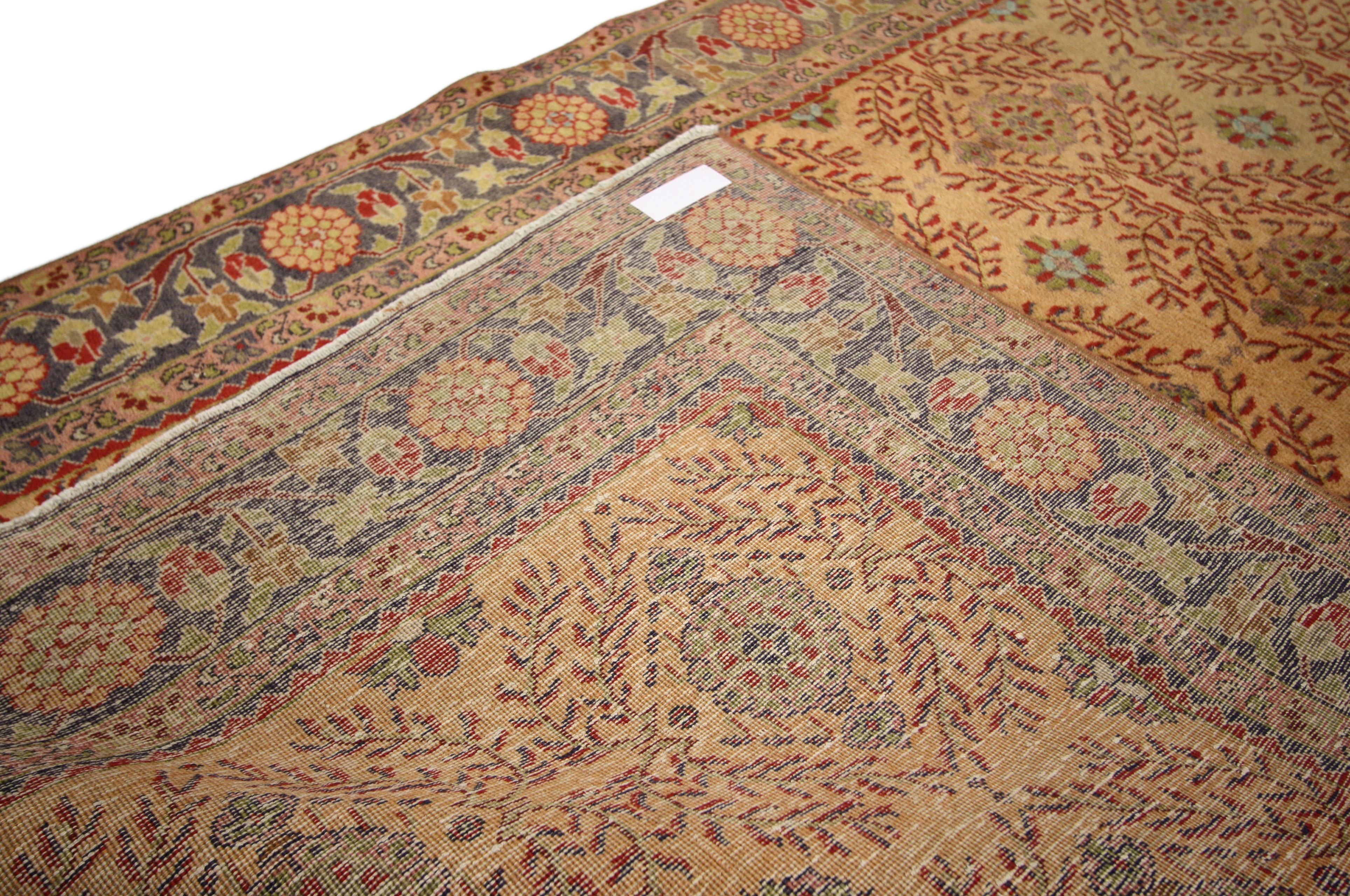 Hand-Knotted Vintage Turkish Oushak Rug with Rustic Spanish Style For Sale