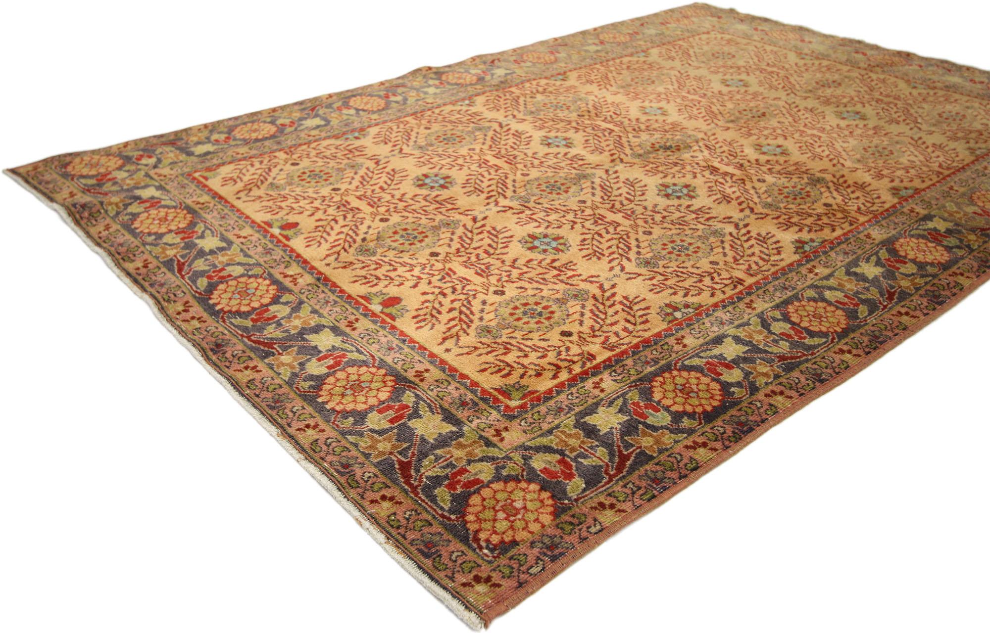 20th Century Vintage Turkish Oushak Rug with Rustic Spanish Style For Sale