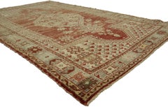 Vintage Turkish Oushak Rug with Rustic Style, Anatolian Turkish Prayer Rug