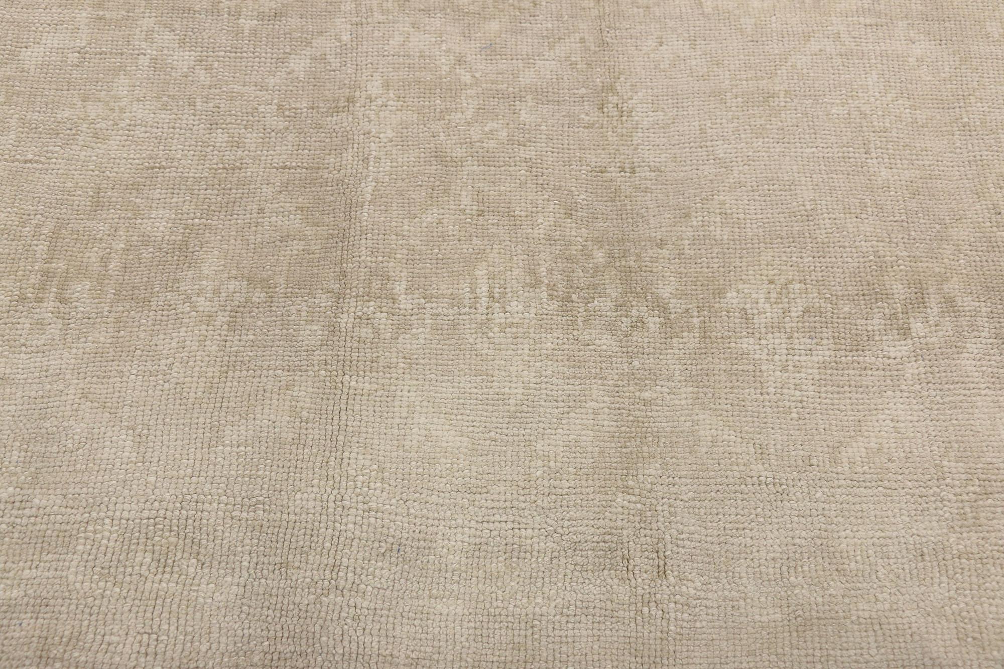 Vintage Turkish Oushak Rug with Shaker Style and Neutral Colors In Good Condition For Sale In Dallas, TX