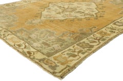 Vintage Turkish Oushak Rug with Shaker Style