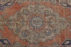 Vintage Turkish Oushak Rug with Soft Orange Field with Medallion