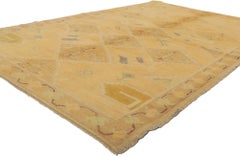Vintage Turkish Oushak Rug with Soft Pastel Earth-Tone Colors