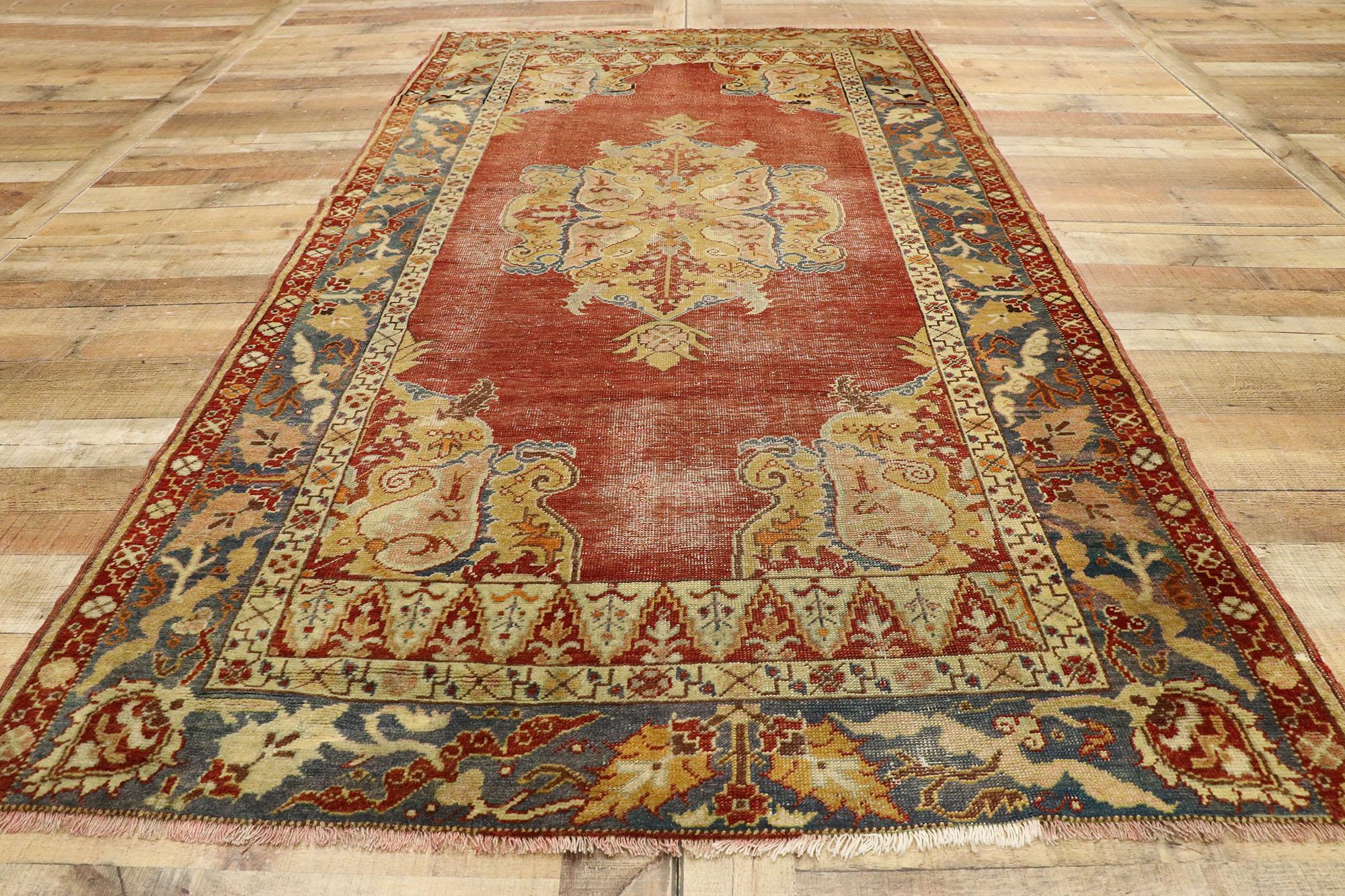 Vintage Turkish Oushak Rug with Southern Living Neoclassical Style For Sale 2