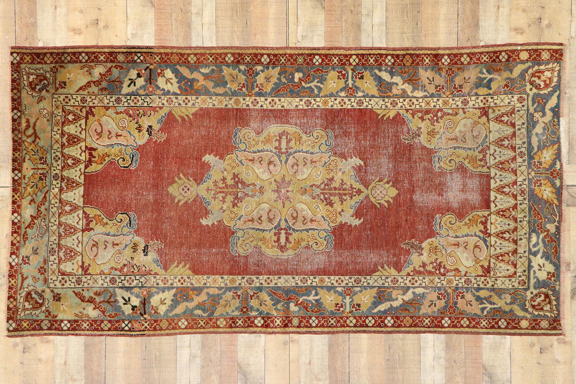 Vintage Turkish Oushak Rug with Southern Living Neoclassical Style For Sale 3