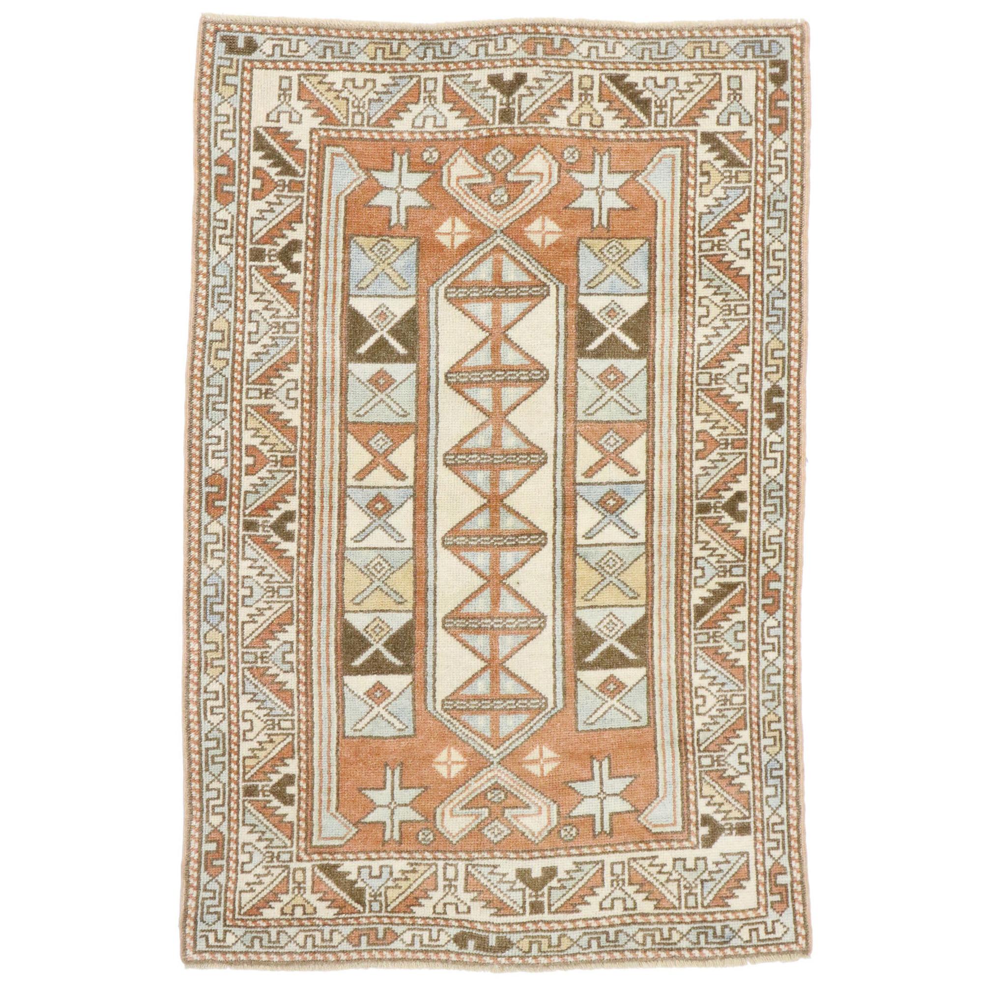 Alfombra turca Oushak vintage de estilo tribal del suroeste
