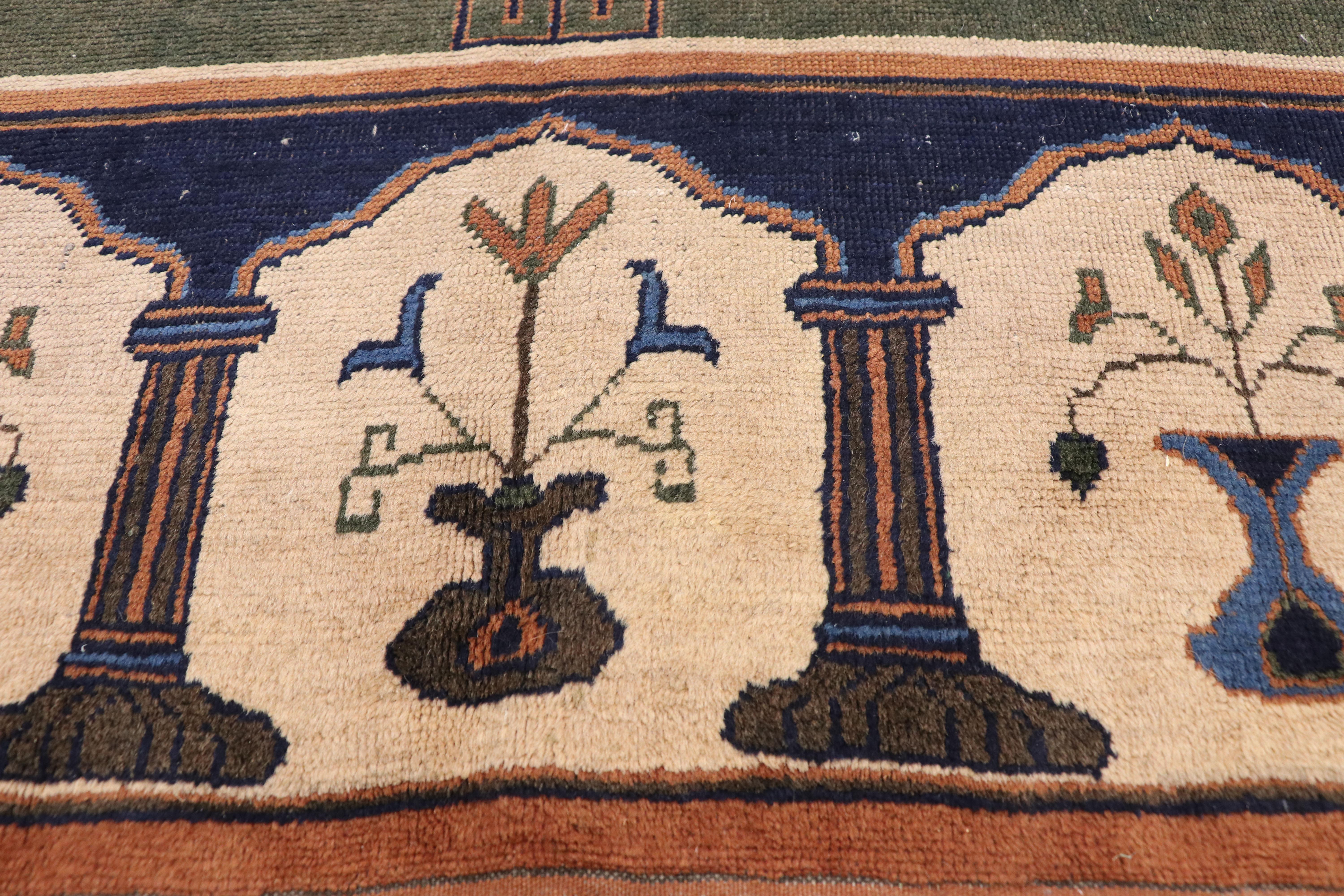 Vintage Turkish Oushak Rug with Spanish Revival Style In Good Condition In Dallas, TX