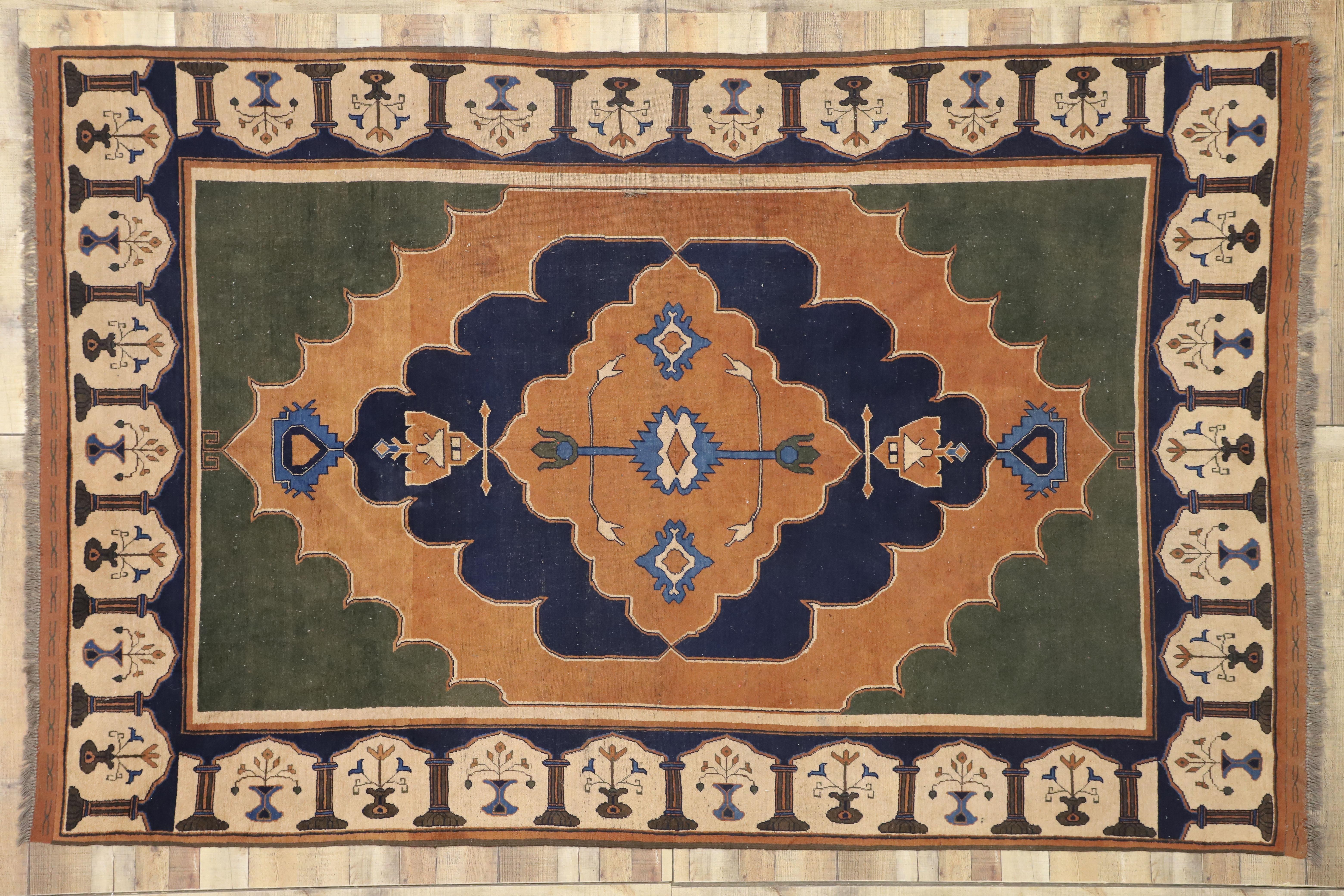 Vintage Turkish Oushak Rug with Spanish Revival Style 2