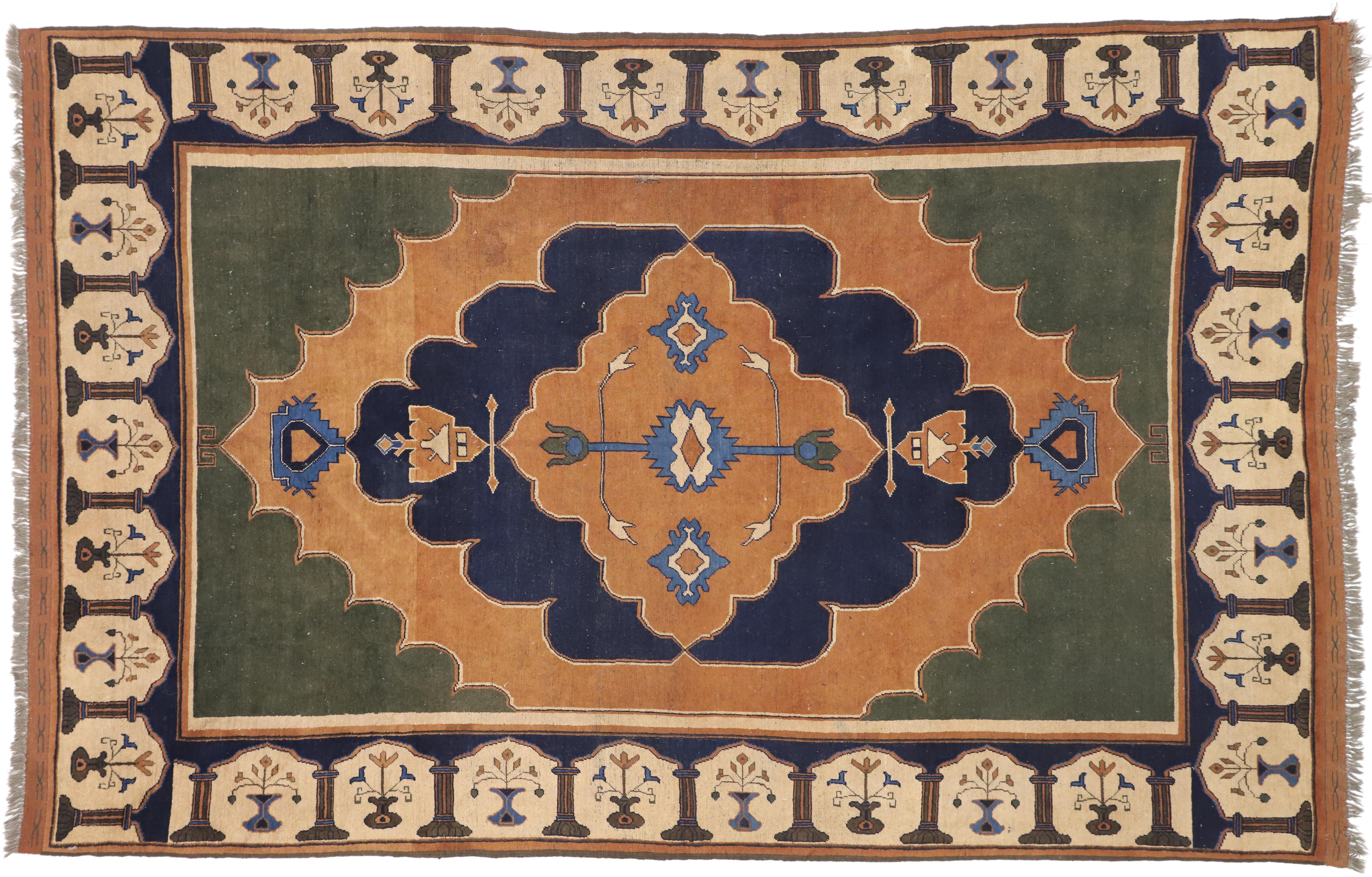 Vintage Turkish Oushak Rug with Spanish Revival Style 3