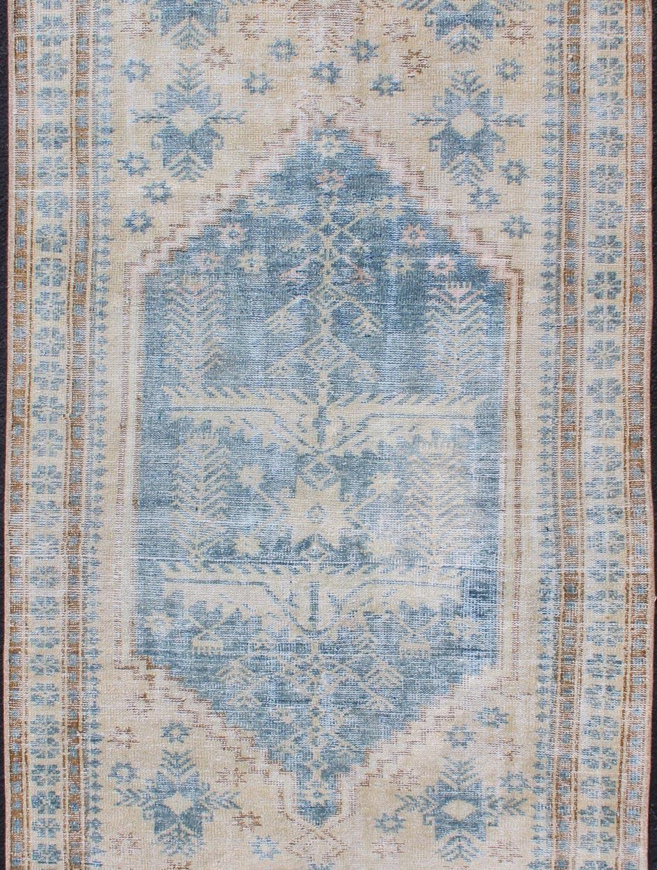 Sultanabad Medallion Design Persian  antique Rug with Tribal Design in Blue and Butter