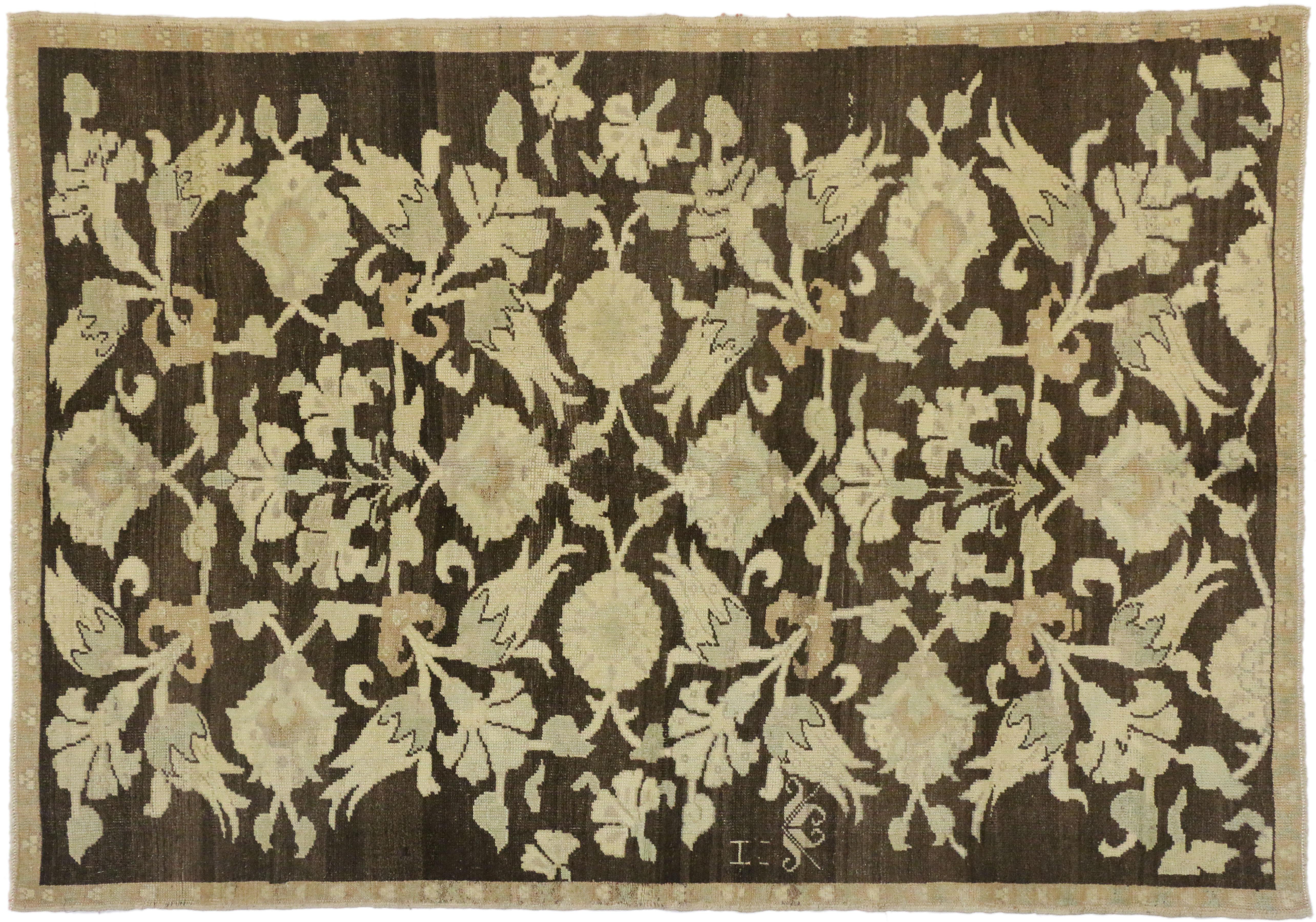 20th Century Vintage Turkish Oushak Rug with Swedish Cottage Style