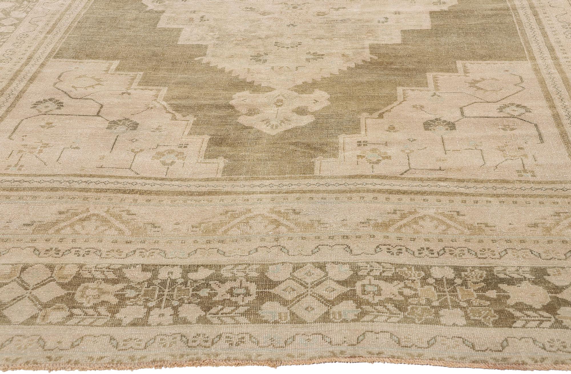 Alfombra turca Oushak de 1940 de estilo tradicional Anudado a mano en venta