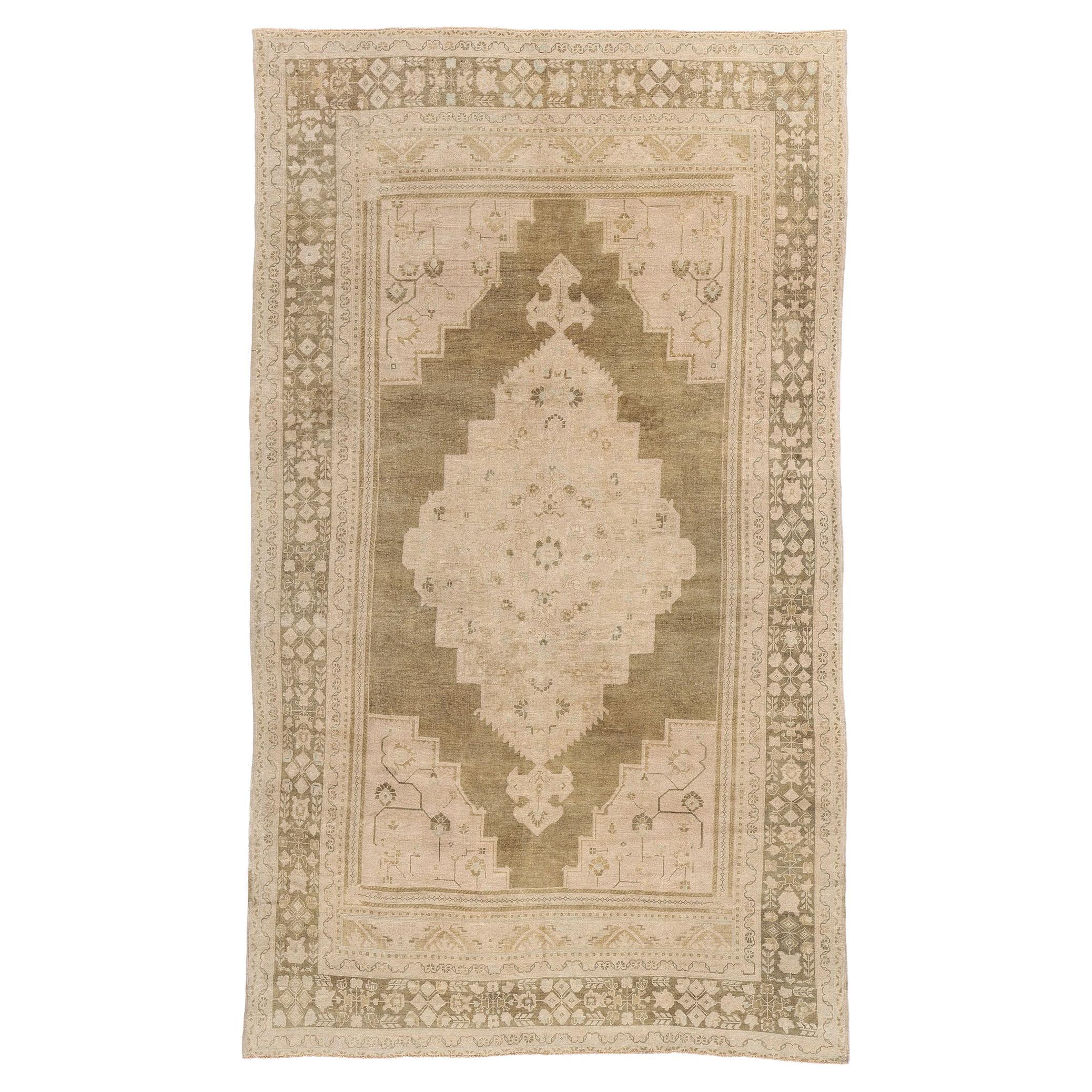 1940's Turkish Oushak Carpet with Traditional Style
