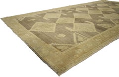 Vintage Turkish Oushak Rug with Swedish Farmhouse Style, Wide Hallway Runner