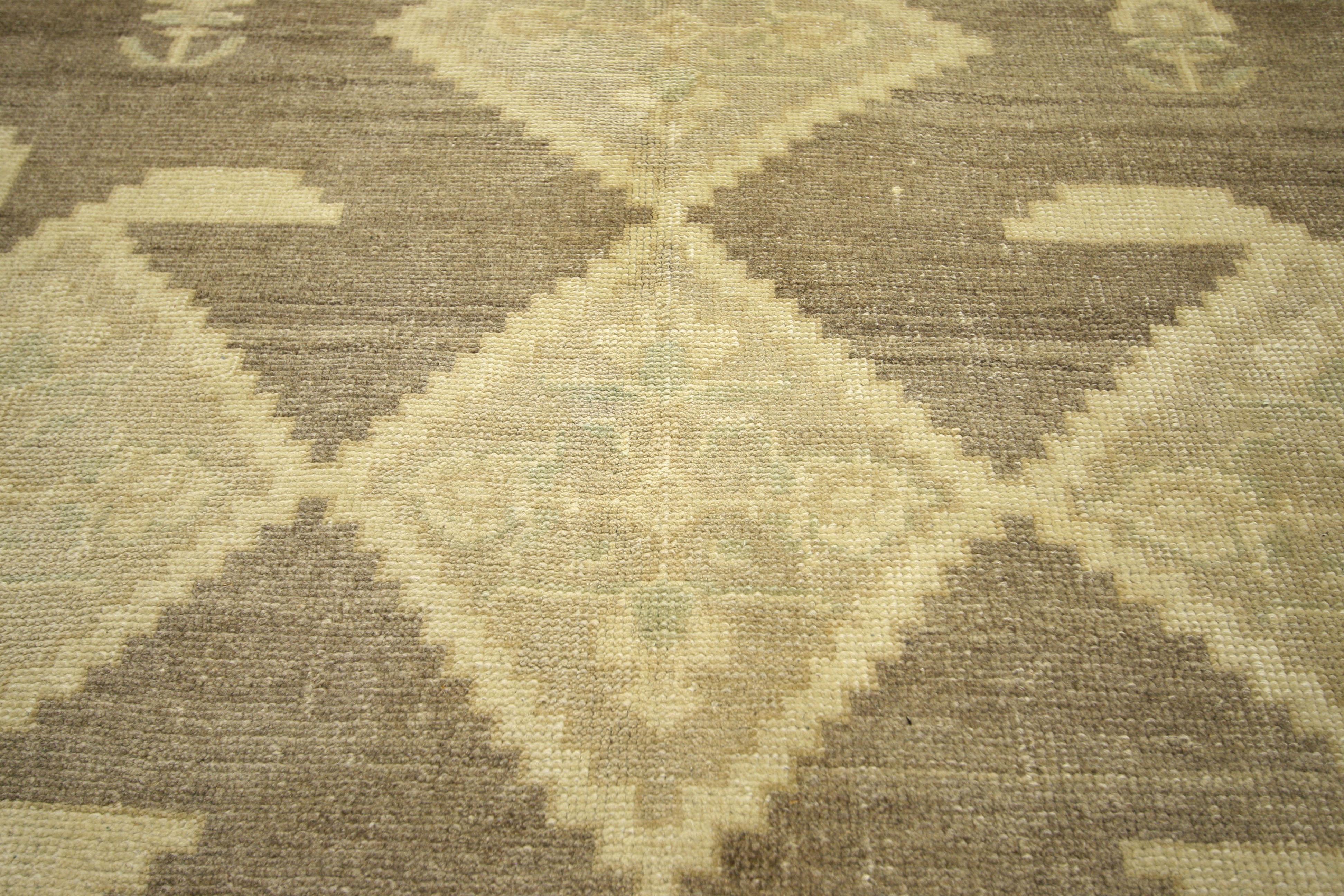 Vintage Turkish Oushak Rug with Swedish Farmhouse Style, Wide Hallway Runner In Good Condition For Sale In Dallas, TX
