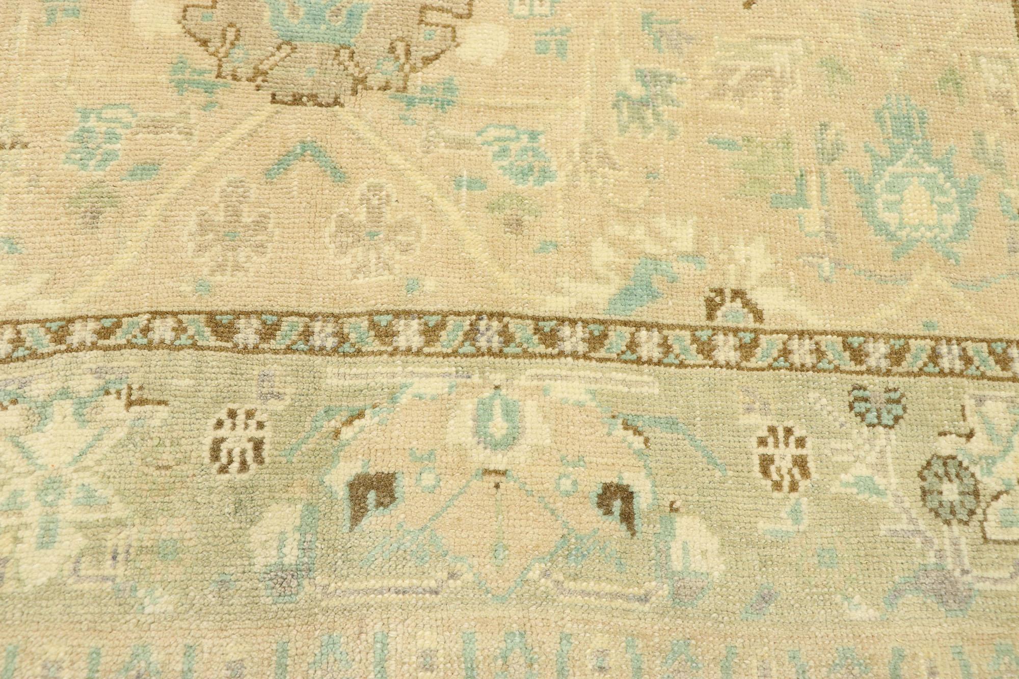Vintage Turkish Oushak Rug with Swedish Gustavian Cottage Style In Good Condition For Sale In Dallas, TX