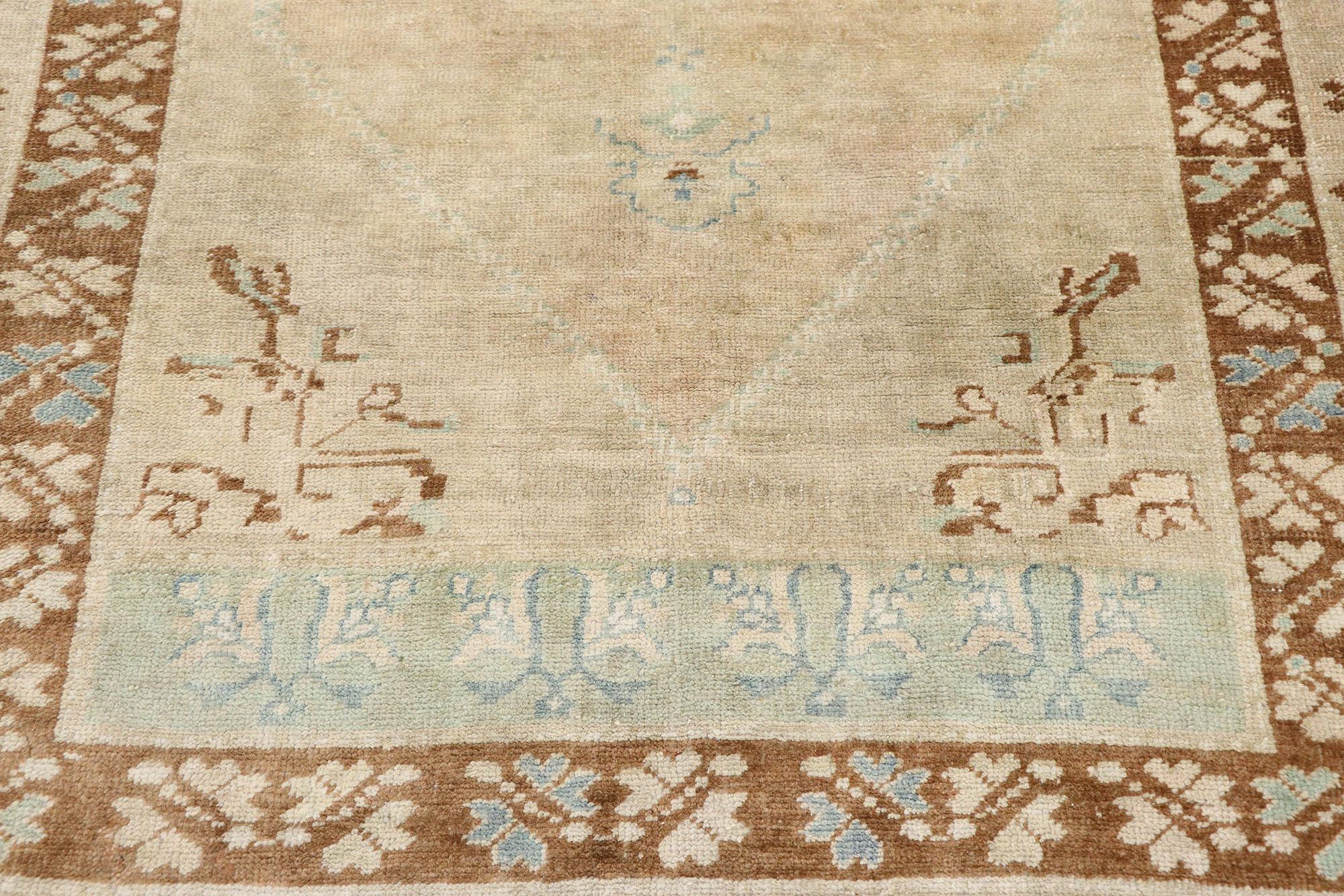 Vintage Turkish Oushak Rug, Biophilic Design Meets Quiet Sophistication In Good Condition For Sale In Dallas, TX