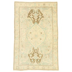 Retro Turkish Oushak Rug with Swedish Gustavian Cottage Style