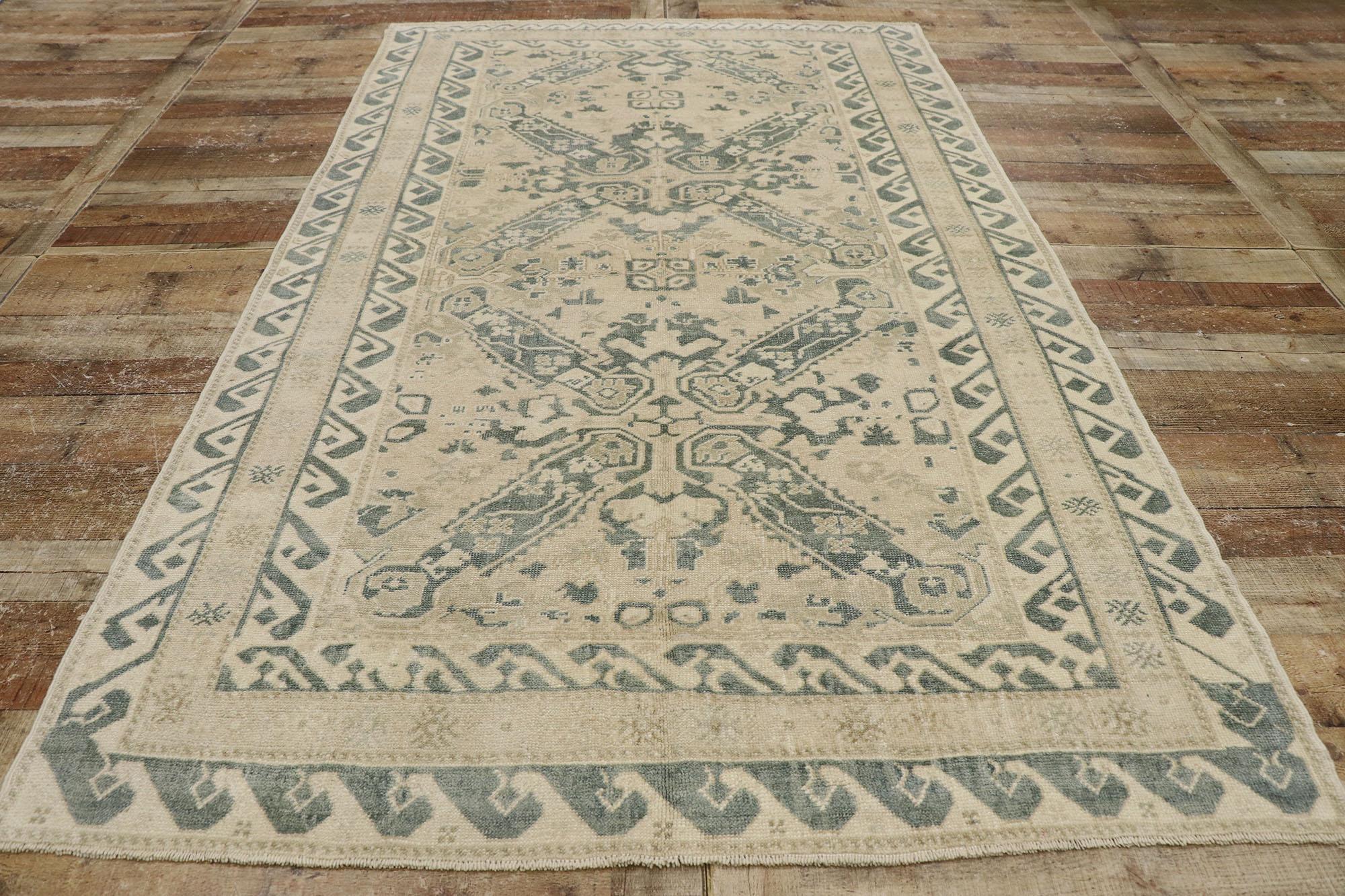 Vintage Turkish Oushak Rug with Swedish Gustavian Style For Sale 1