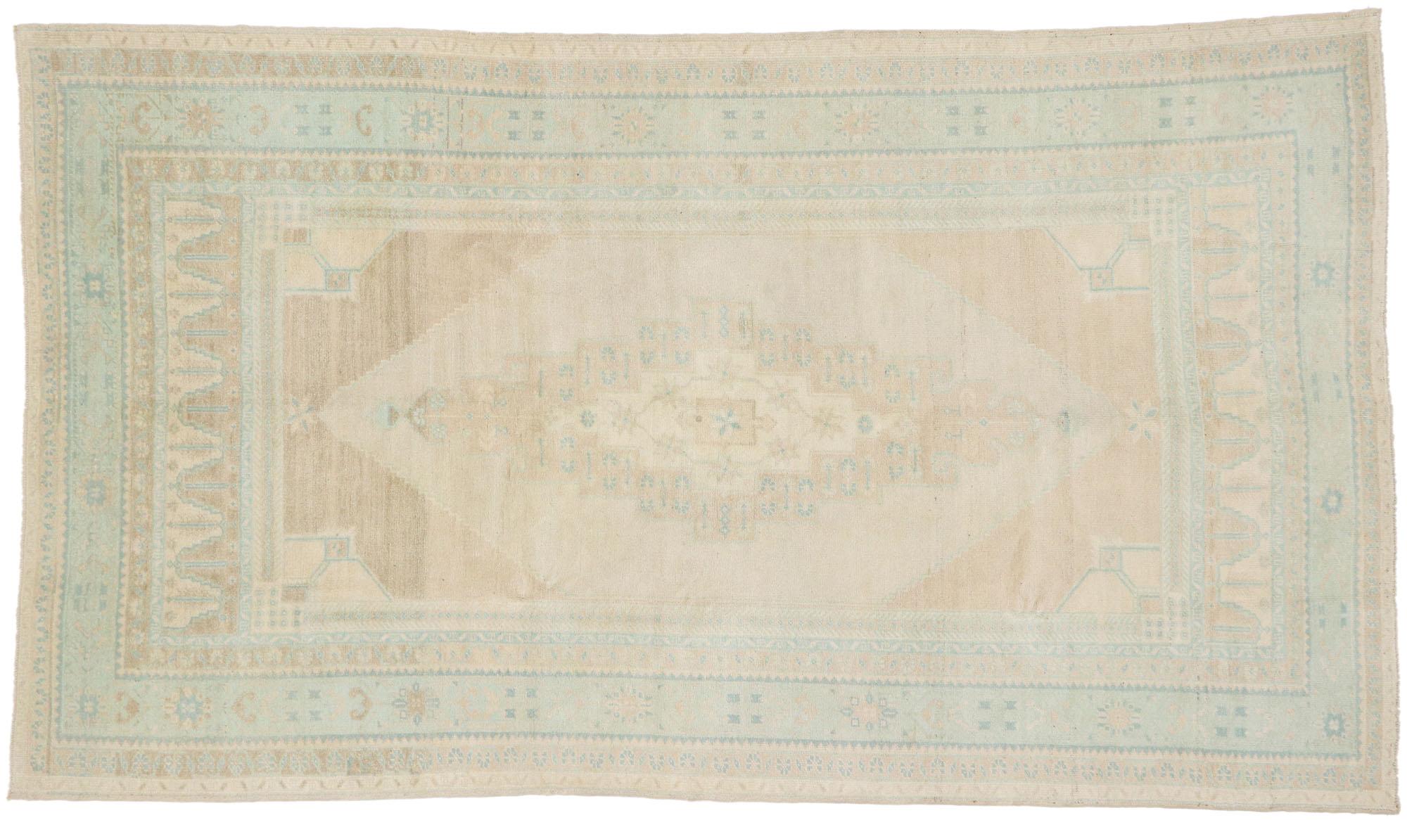 Vintage Turkish Oushak Rug with Swedish Gustavian Style For Sale 2