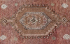 Vintage Turkish Oushak Rug with Terracotta Field and Geometric Medallion