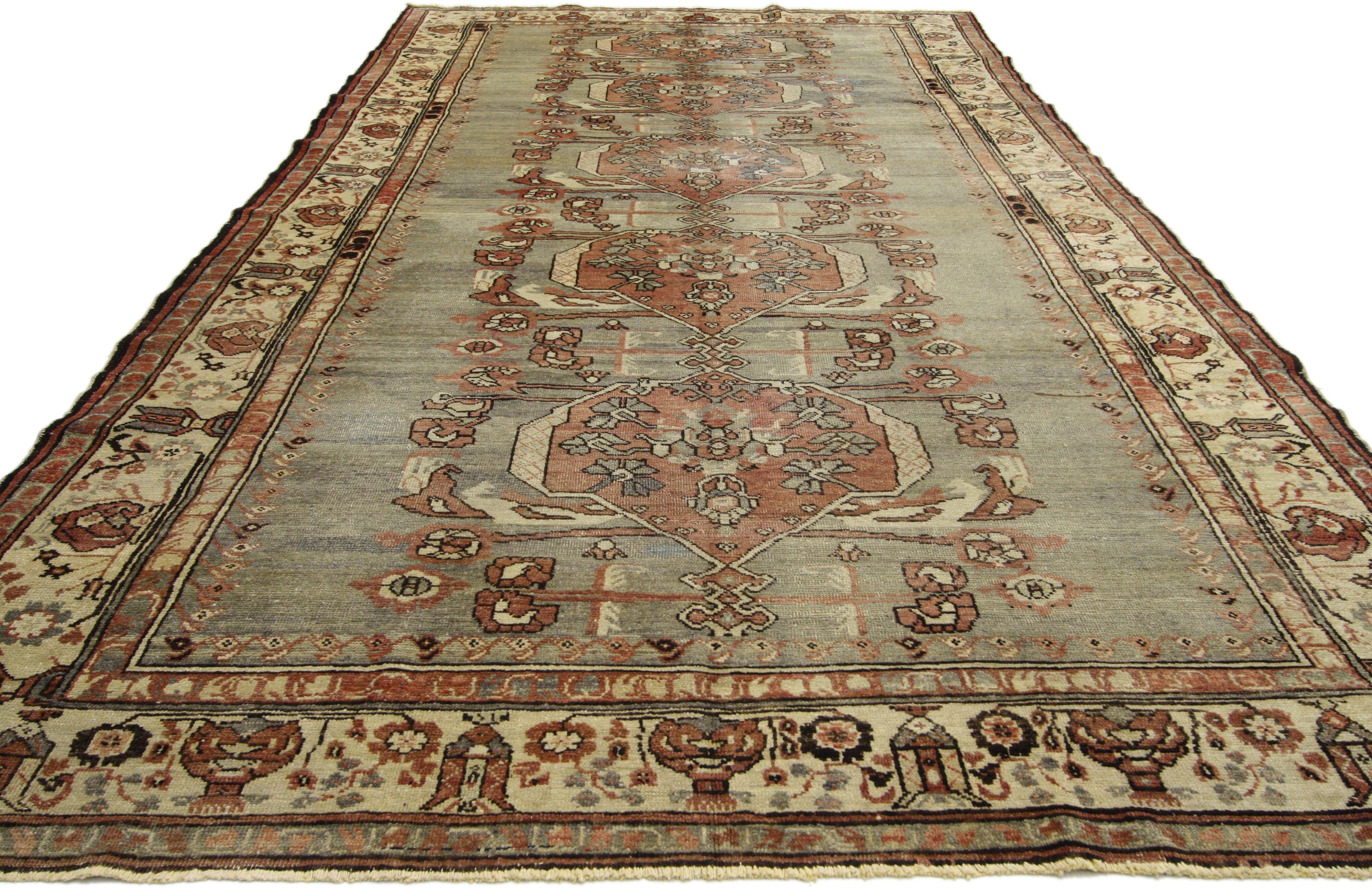 Distressed Vintage Turkish Oushak Rug with Rustic Modern Industrial Style In Distressed Condition For Sale In Dallas, TX