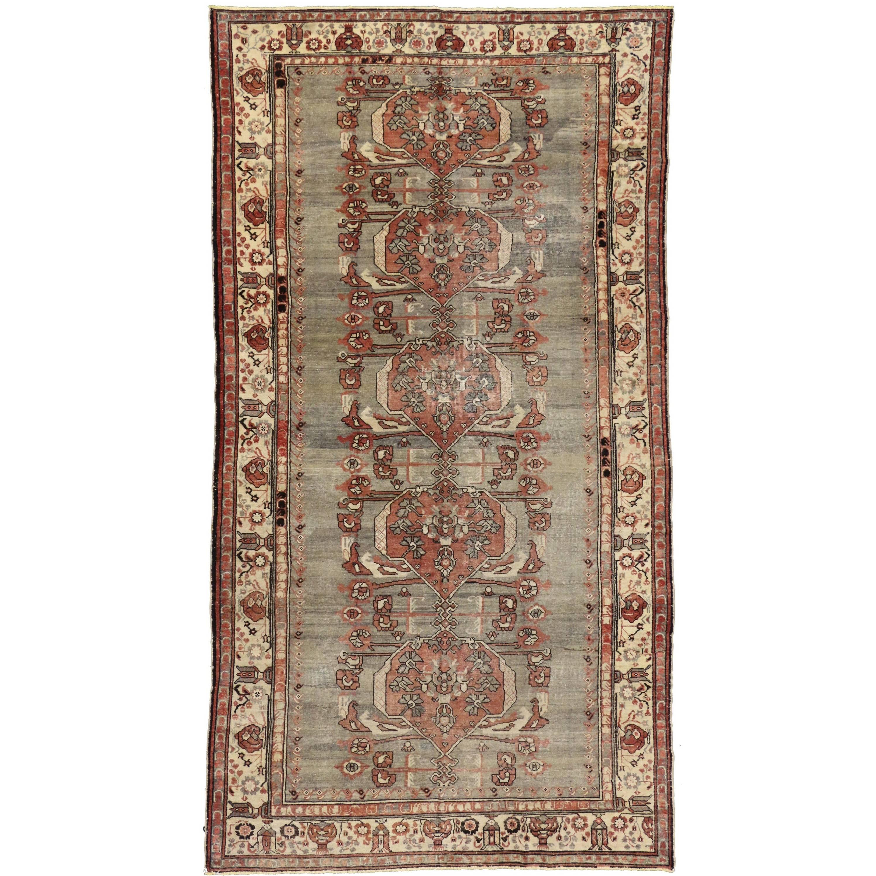 Vintage Distressed Turkish Industrial Area Rug with Rustic Gustavian ...
