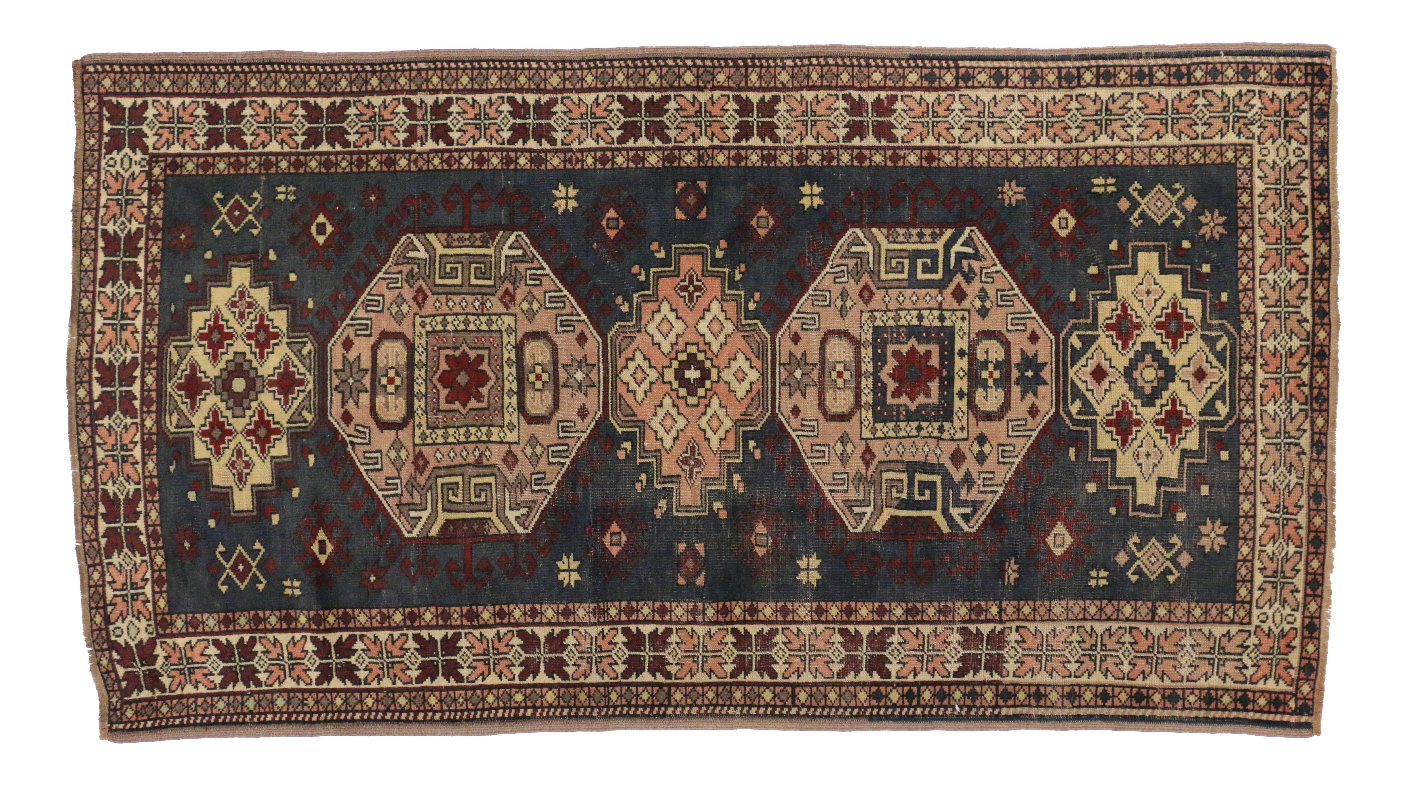 Wool Vintage Turkish Oushak Rug with Traditional Modern Style For Sale