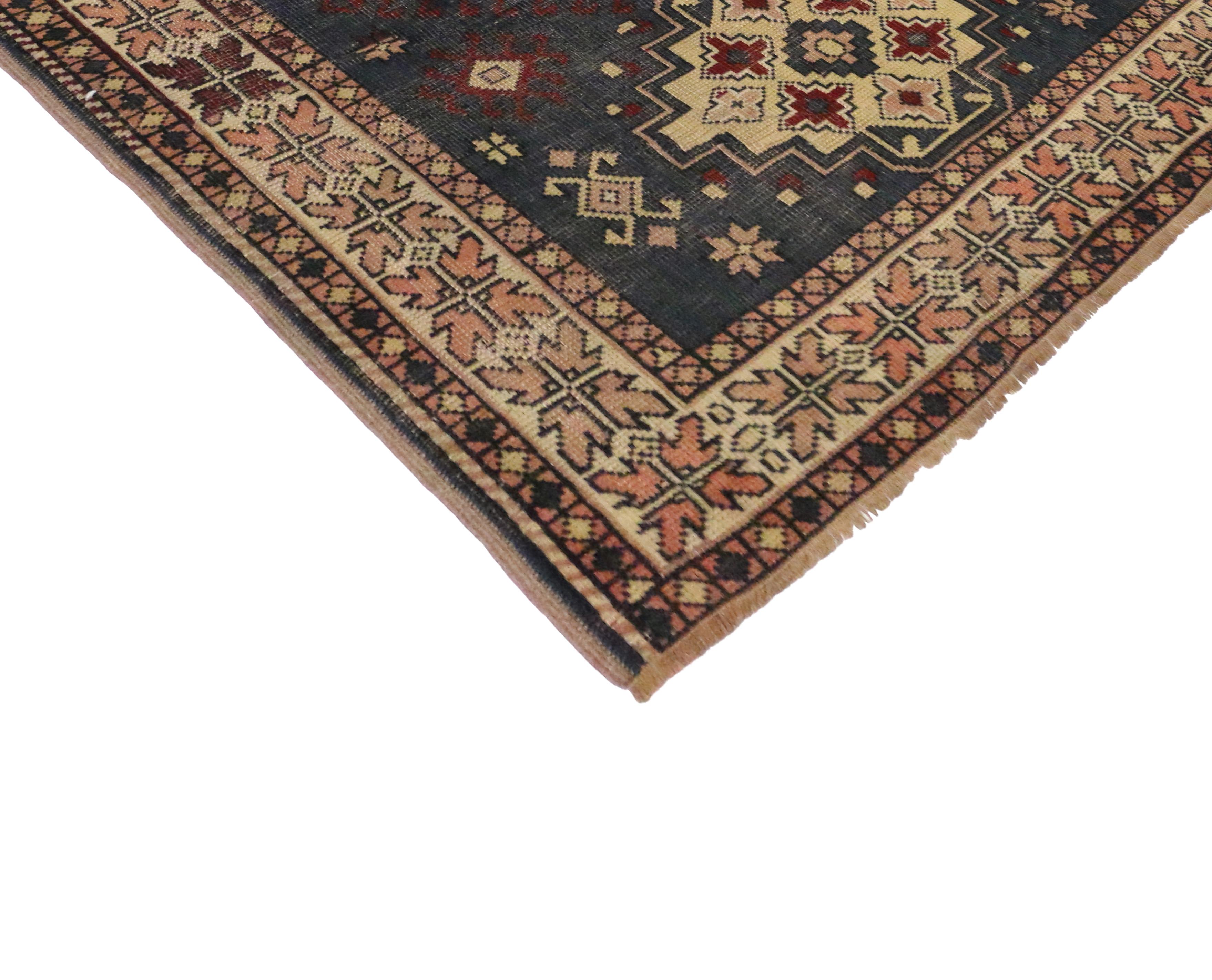 Hand-Knotted Vintage Turkish Oushak Rug with Traditional Modern Style For Sale