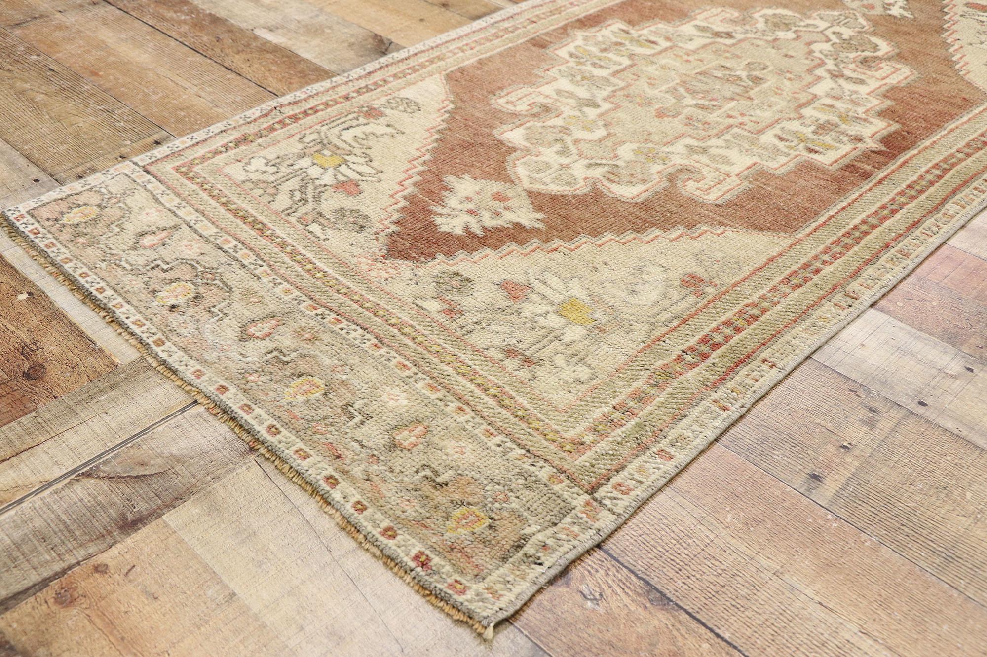 Wool Vintage Turkish Oushak Rug with Traditional Modern Style For Sale