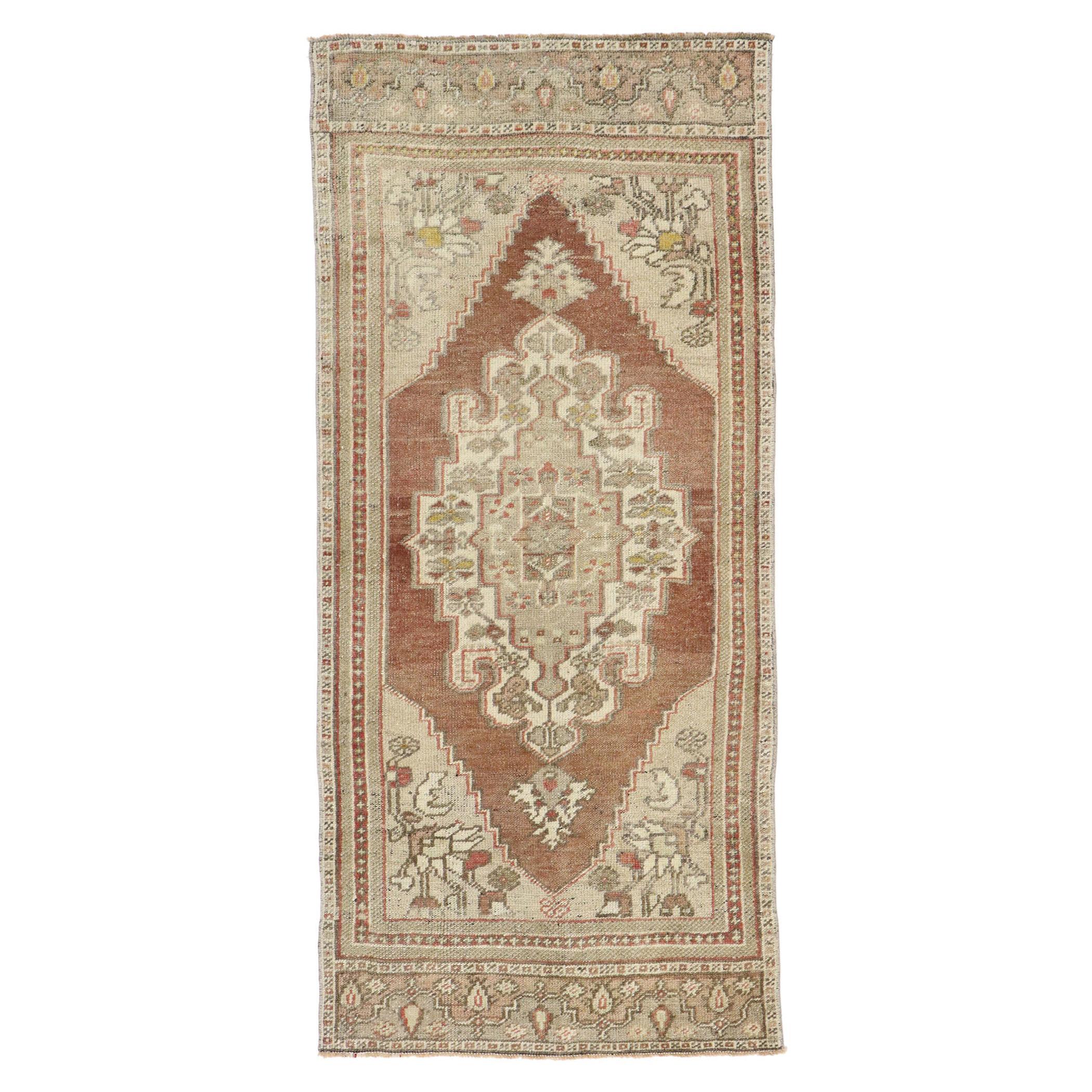 Vintage Turkish Oushak Rug with Traditional Modern Style For Sale