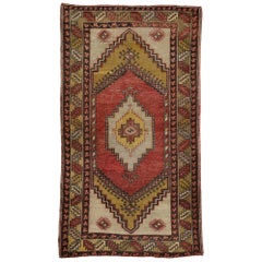 Vintage Turkish Oushak Rug with Traditional Style and Tribal Elements