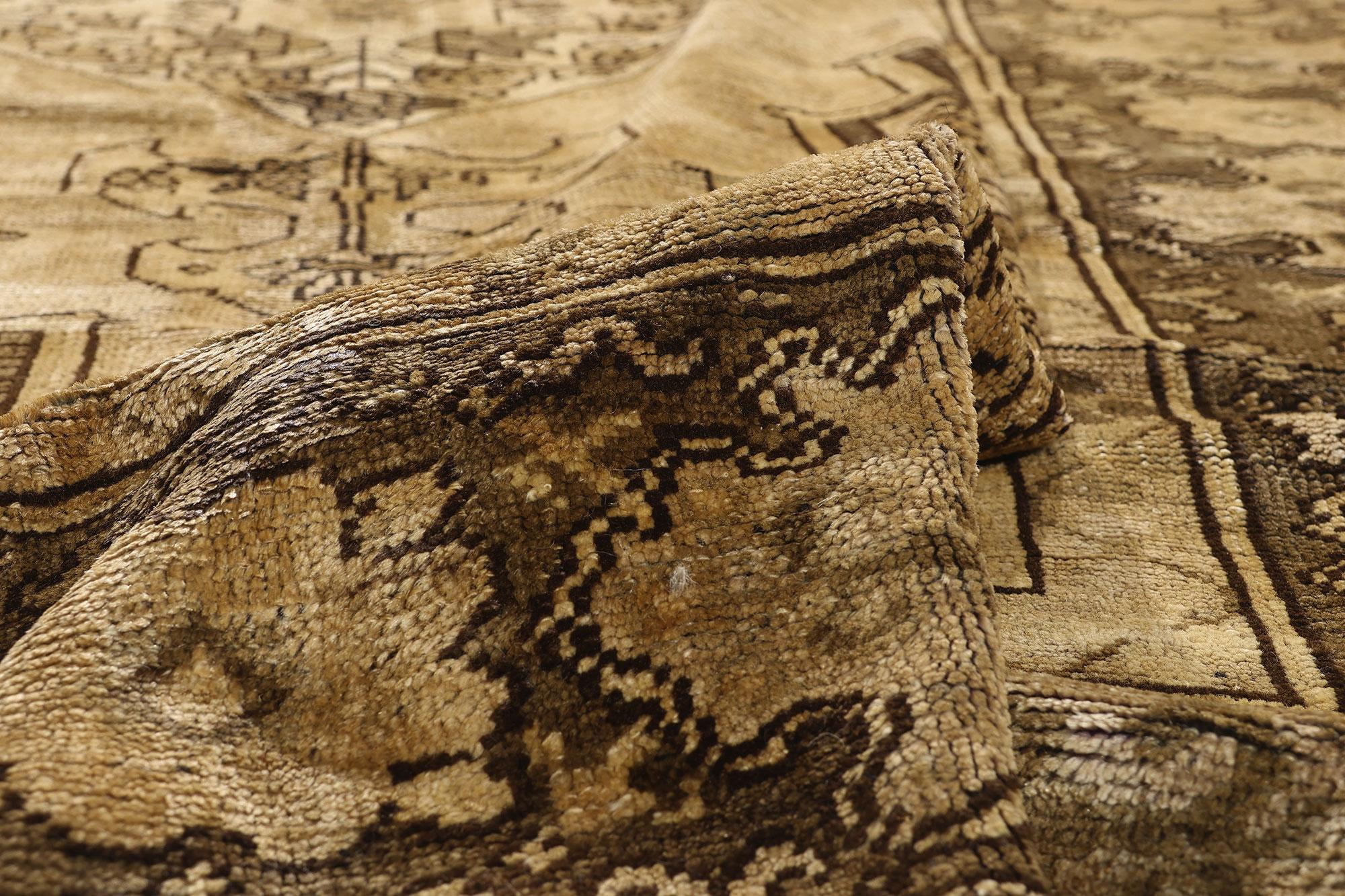 Hand-Knotted 1960's Turkish Oushak Rug with Traditional Style and Warm Earth-Tones For Sale