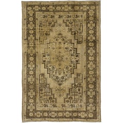 Tapis turc Oushak vintage de style traditionnel et de tons terreux chauds