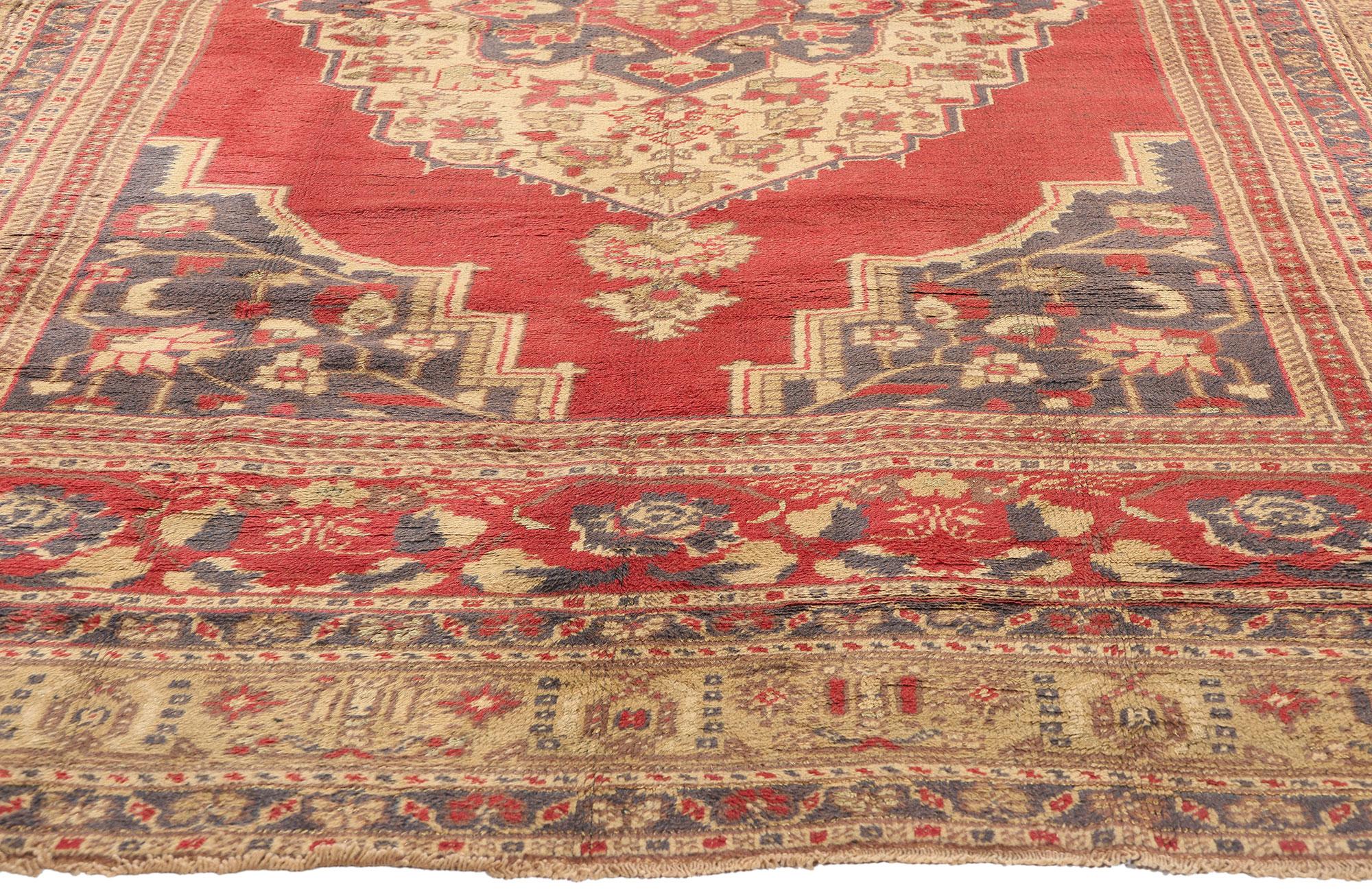 Wool 1960's Turkish Oushak Carpet with Traditional Style For Sale